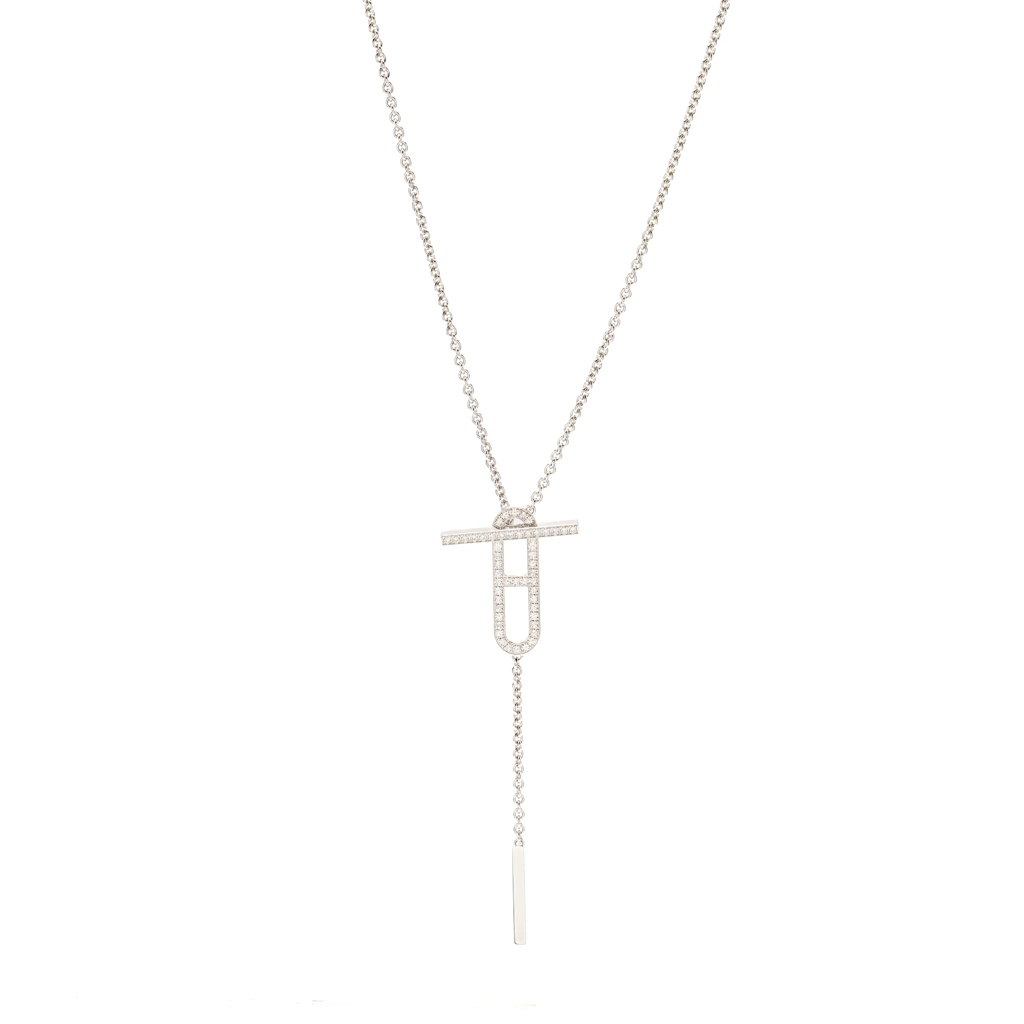 Hermes Size ST Ever Chaine D Andre necklace white gold diamonds