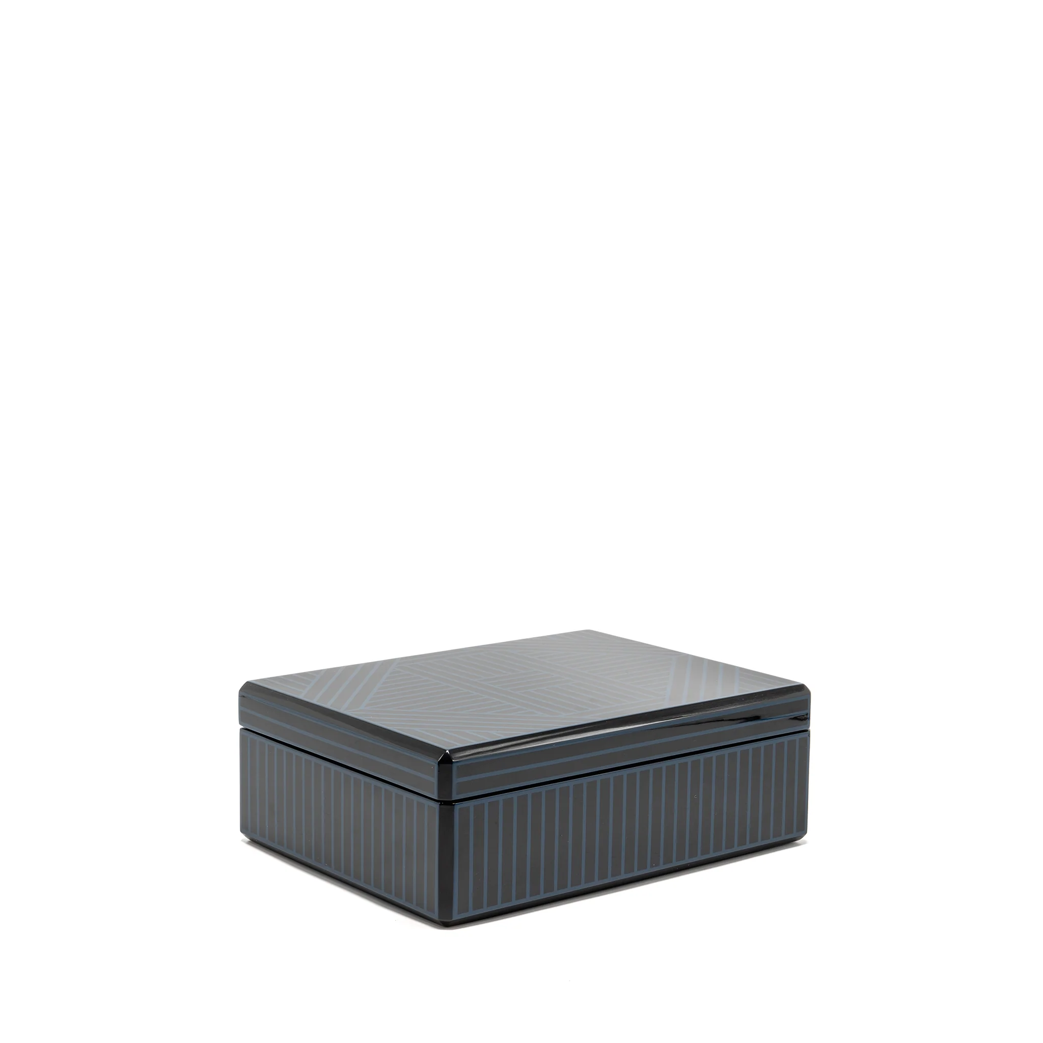 Hermes Facettes Lion Watch Box Lacquered Wood with laser engraving/Velvet Lambskin Blue Ocean - Image 2