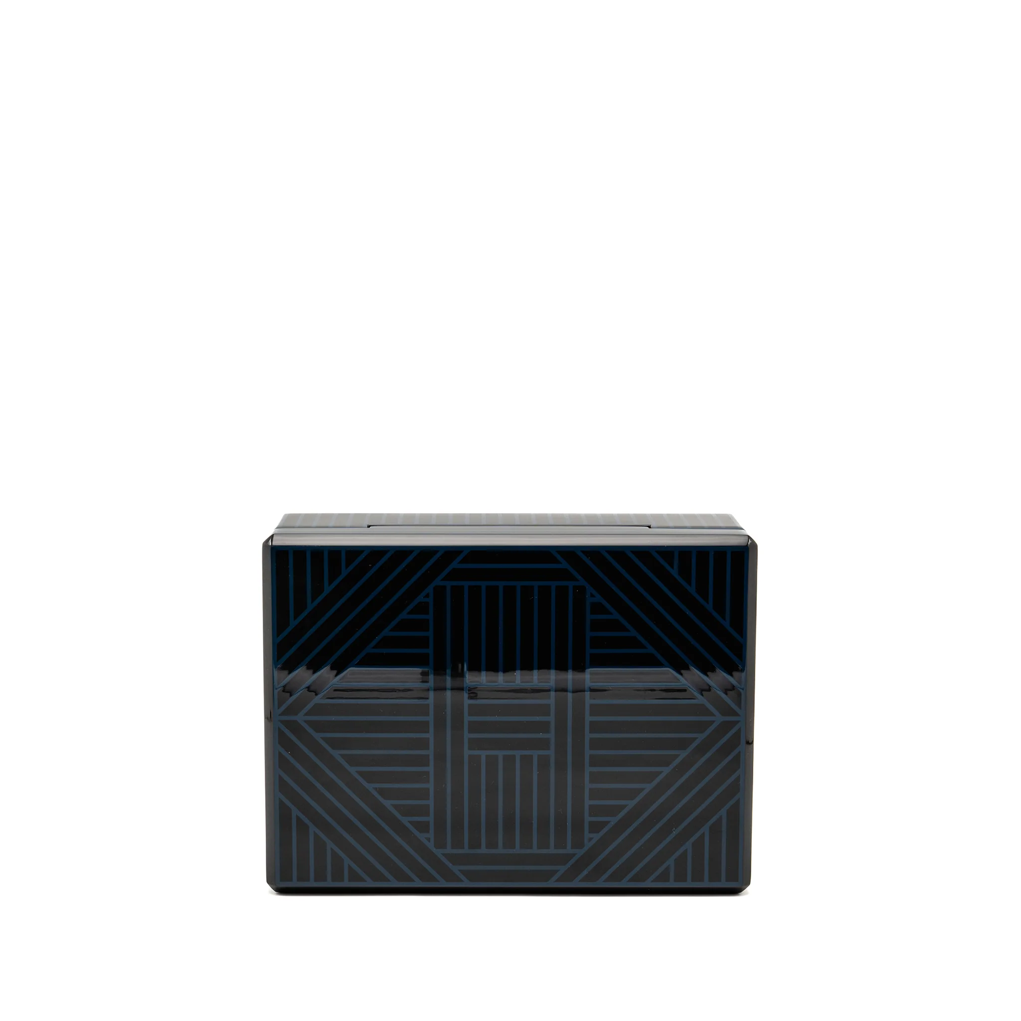 Hermes Facettes Lion Watch Box Lacquered Wood with laser engraving/Velvet Lambskin Blue Ocean - Image 4