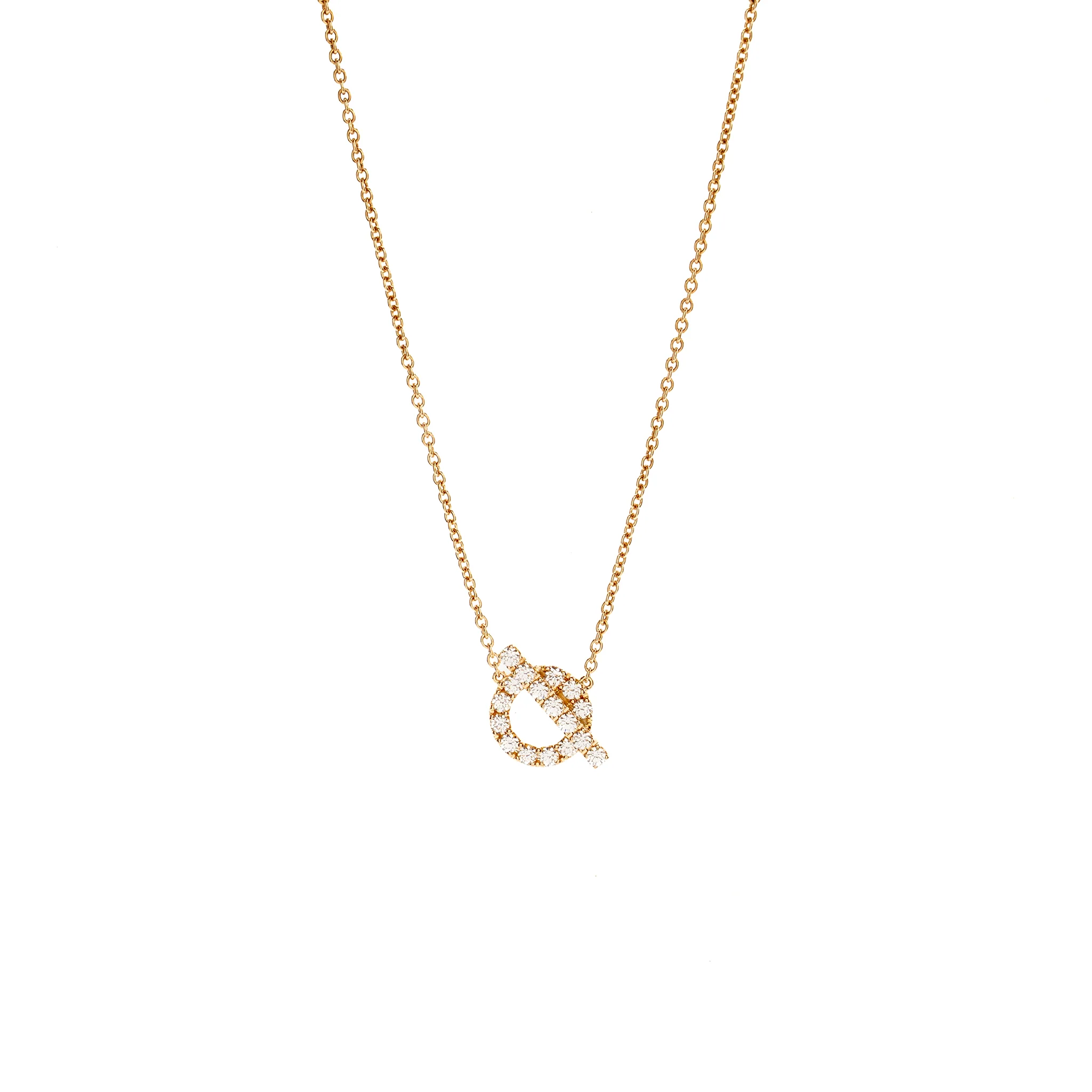 Hermes Finesse Pendant Rose Gold, diamonds