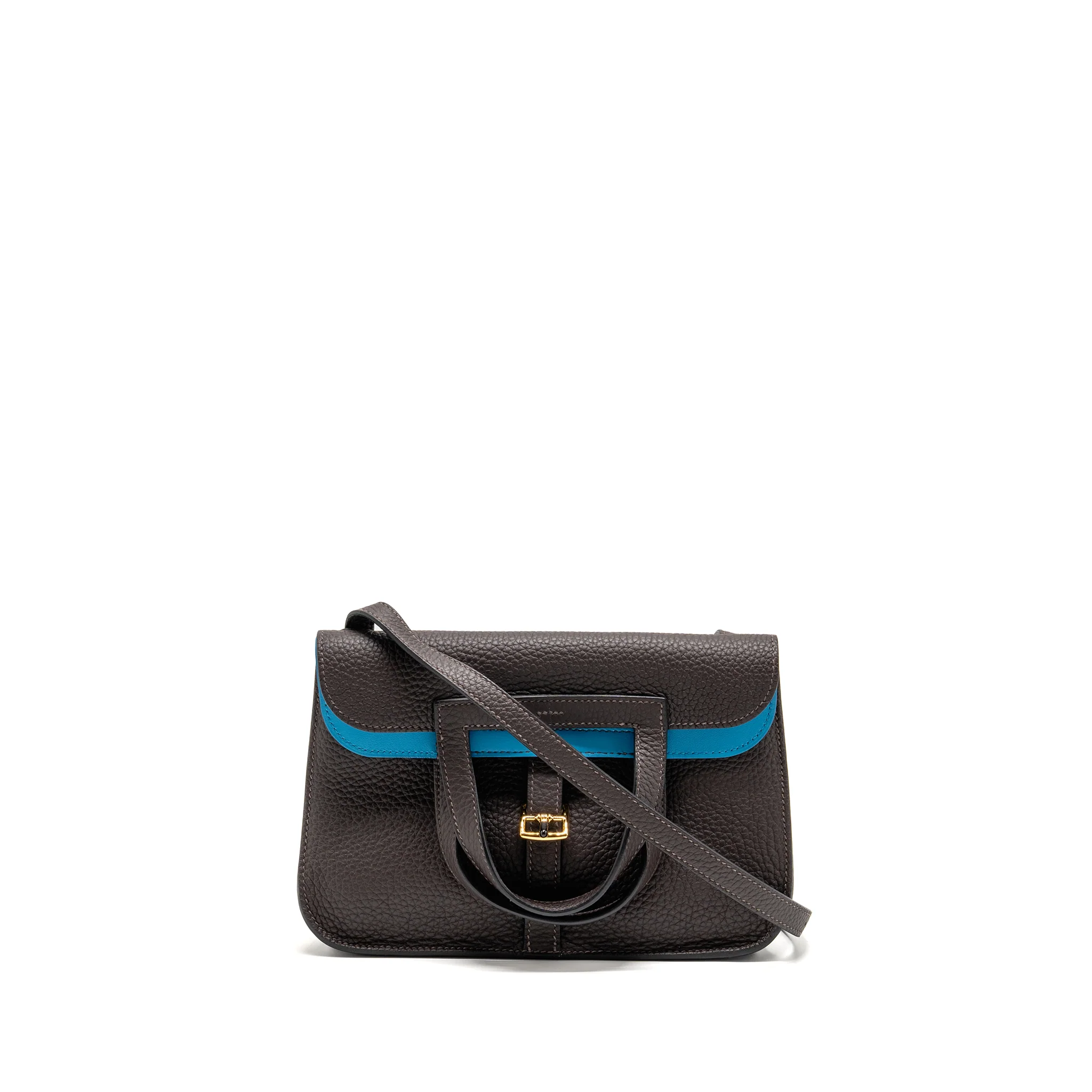 Hermes Halzan 25 Clemence Ebene/Zanzibar Blue GHW Stamp W