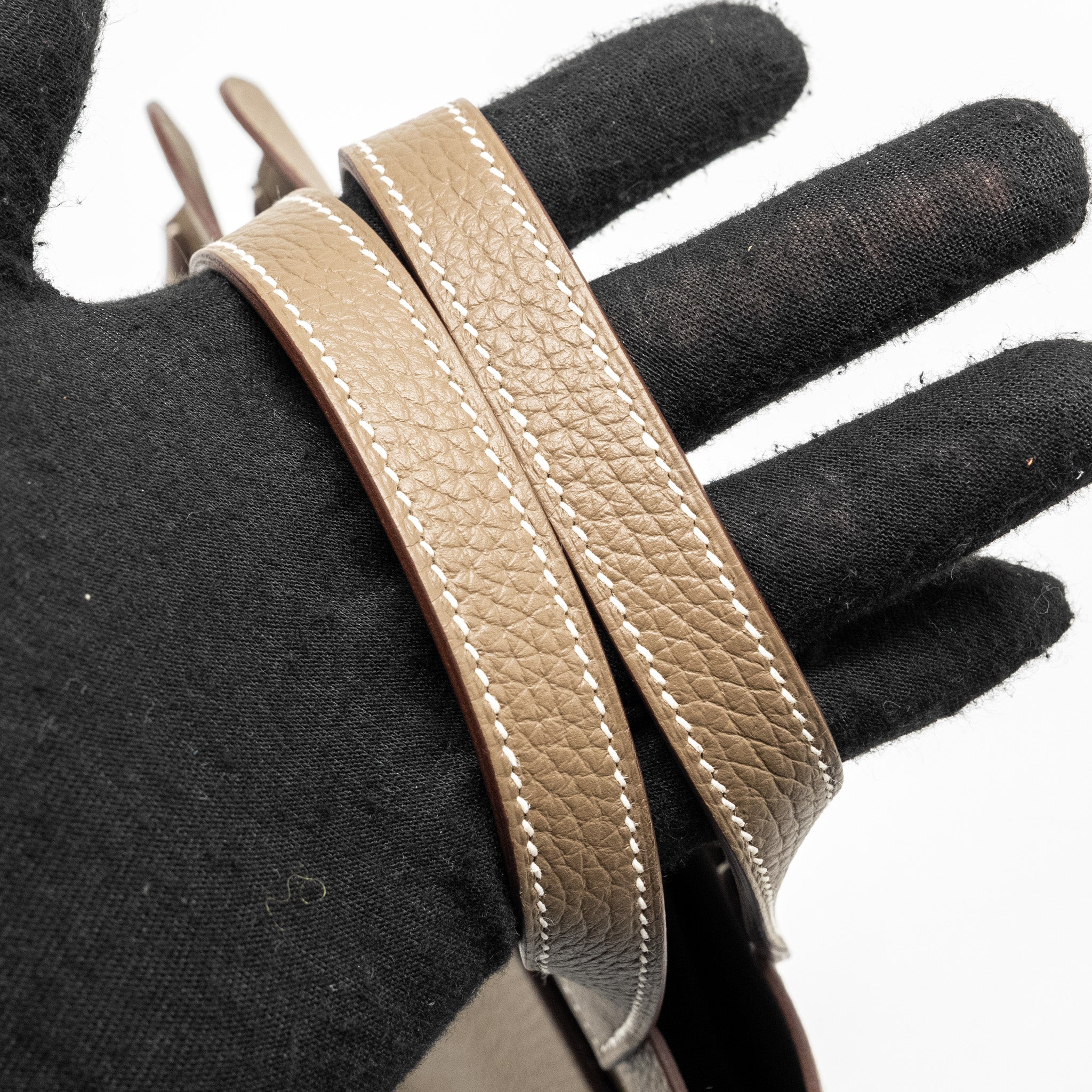 HERMES HALZAN 25 Clemence Etoupe GHW Stamp B - Image 12