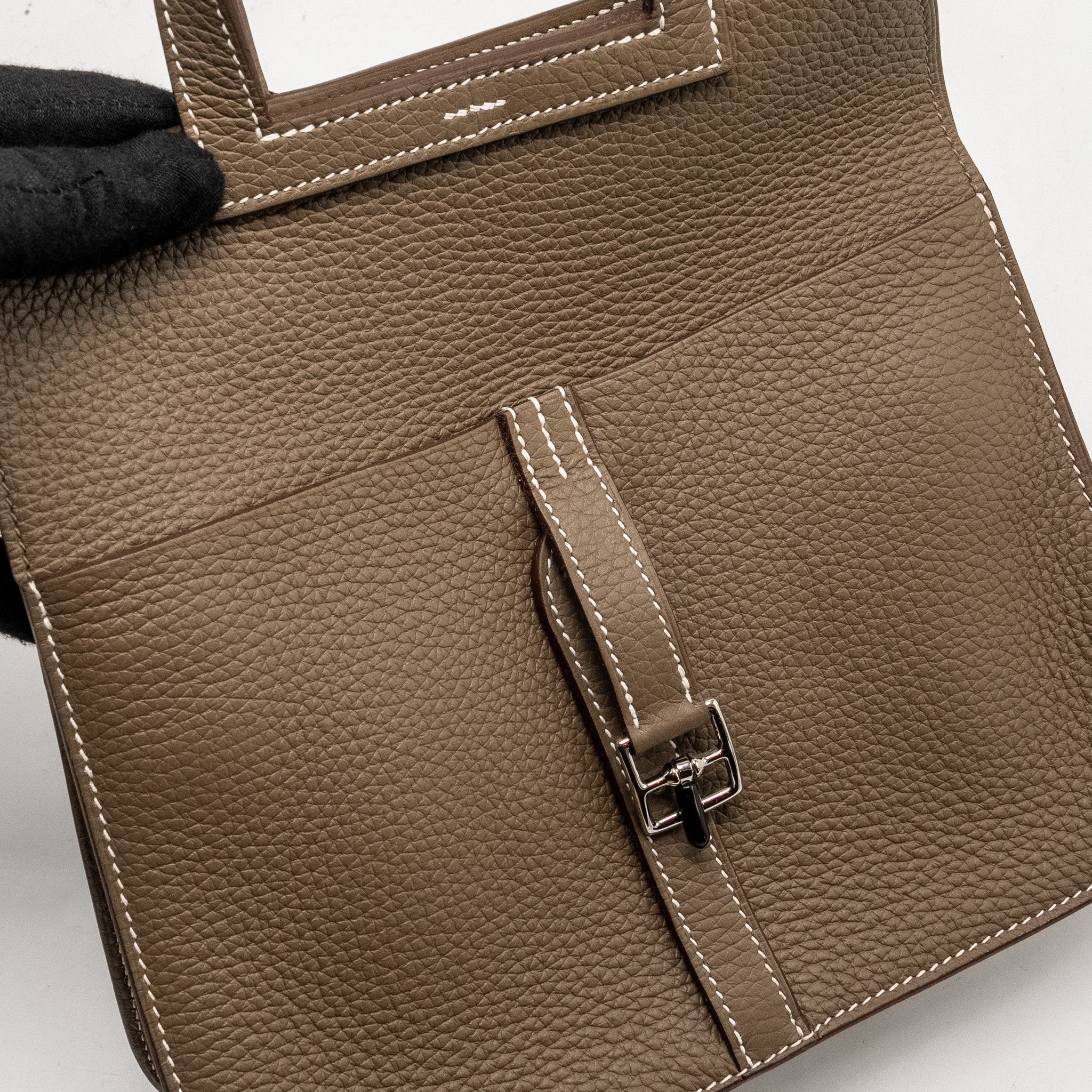 Hermes Halzan 25 Clemence Etoupe SHW Stamp B - Image 13