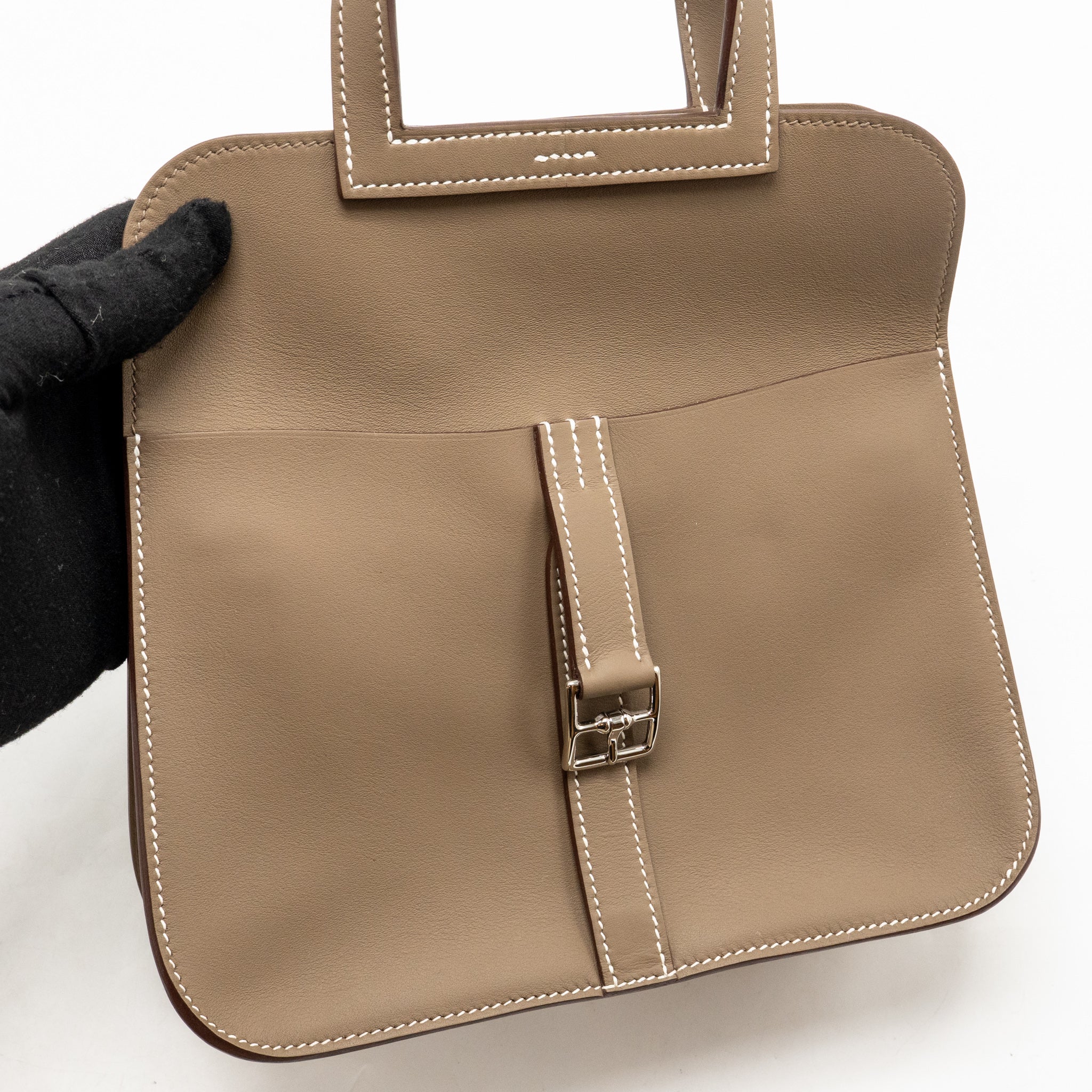 Hermes Mini Halzan 22 Swift Etoupe SHW Stamp W - Image 14