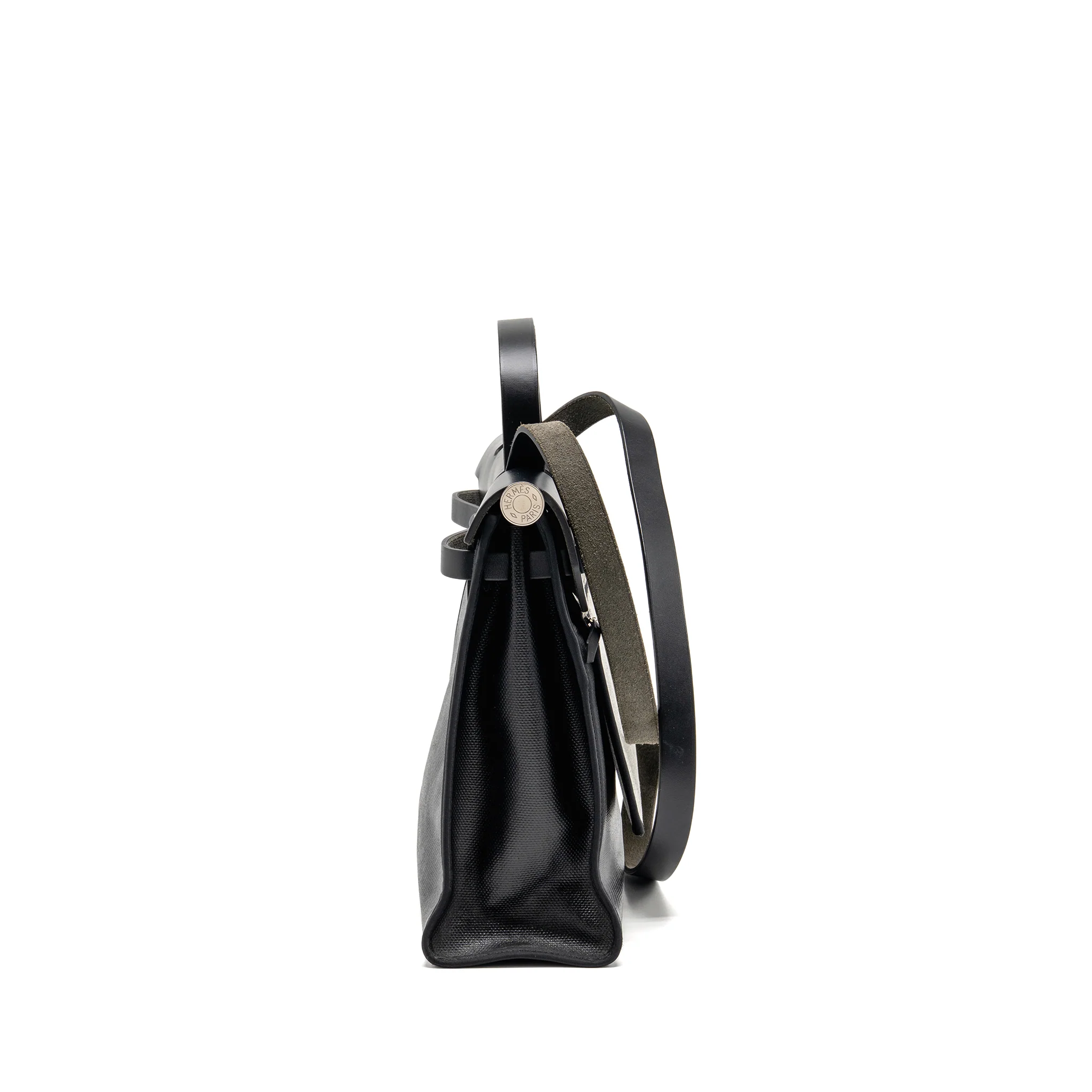Hermes Herbag 31 Zip Bag Berline Canvas/Hunter Leather Black/ECRU-Black SHW Stamp D - Image 5