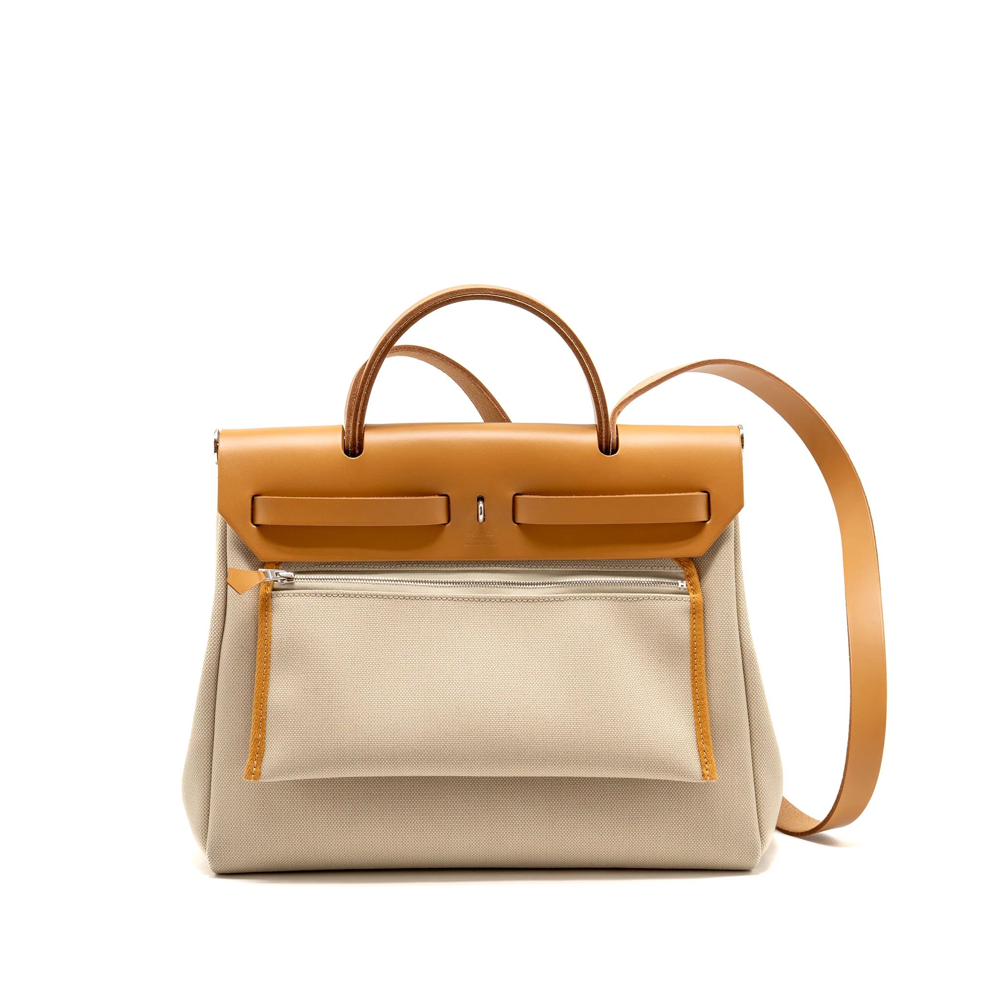Hermes herbag 31 zip bag canvas/Hunter leather beton/nata SHW stamp U - Image 2