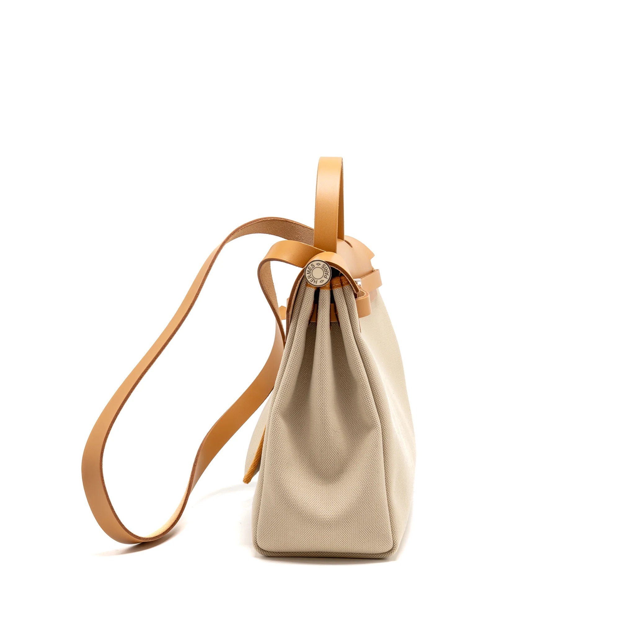Hermes herbag 31 zip bag canvas/Hunter leather beton/nata SHW stamp U - Image 3