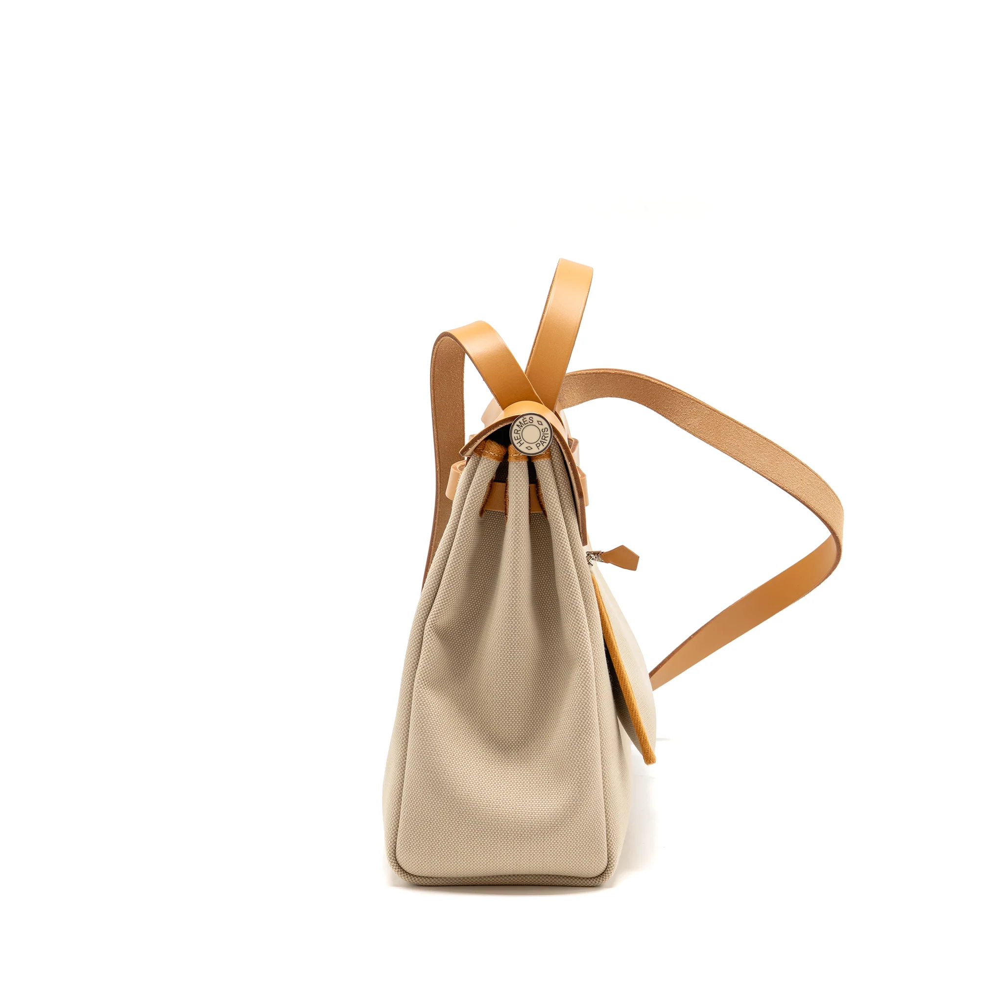 Hermes herbag 31 zip bag canvas/Hunter leather beton/nata SHW stamp U - Image 4