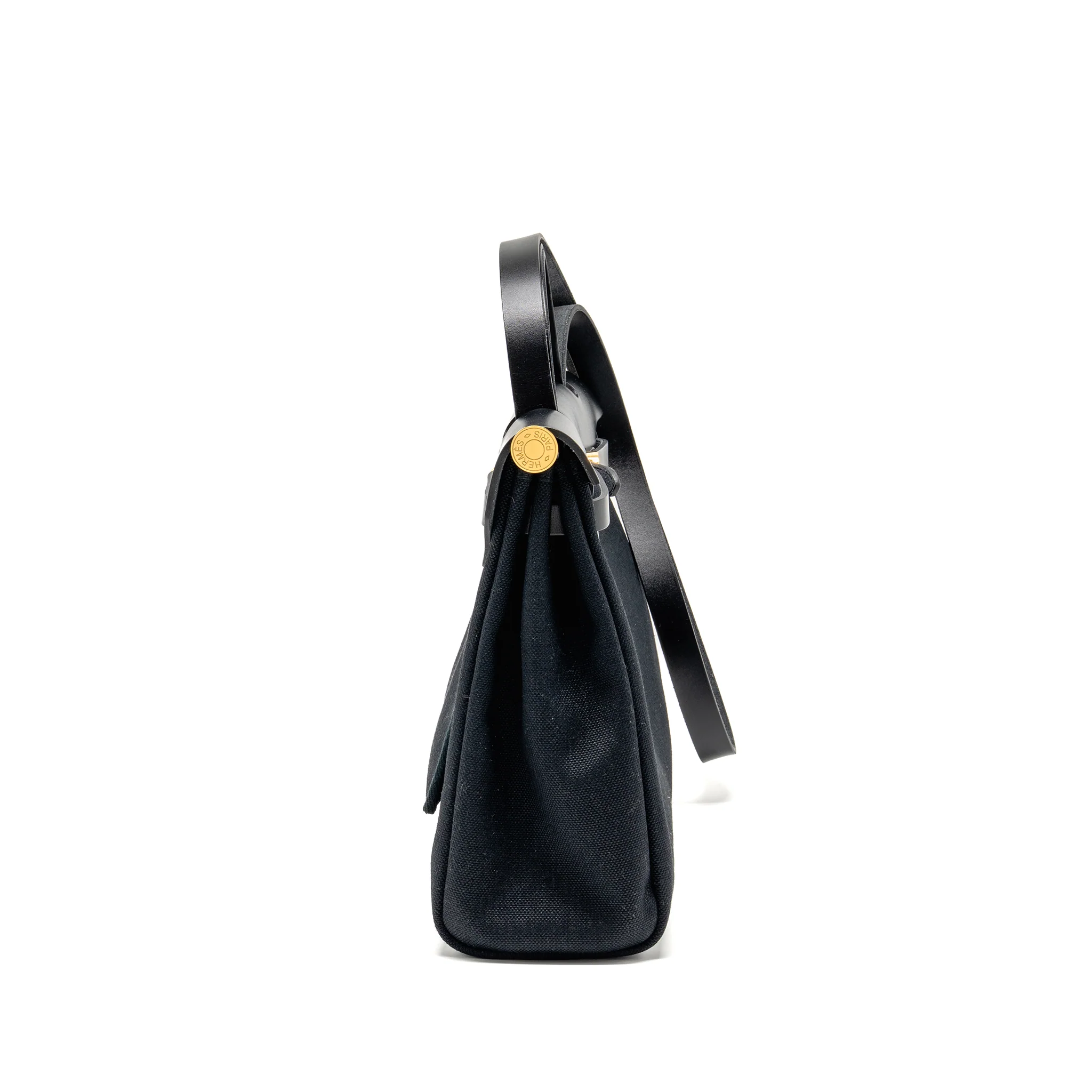 Hermes Herbag 31 Zip Bag Canvas/Hunter Leather Black GHW Stamp B - Image 4