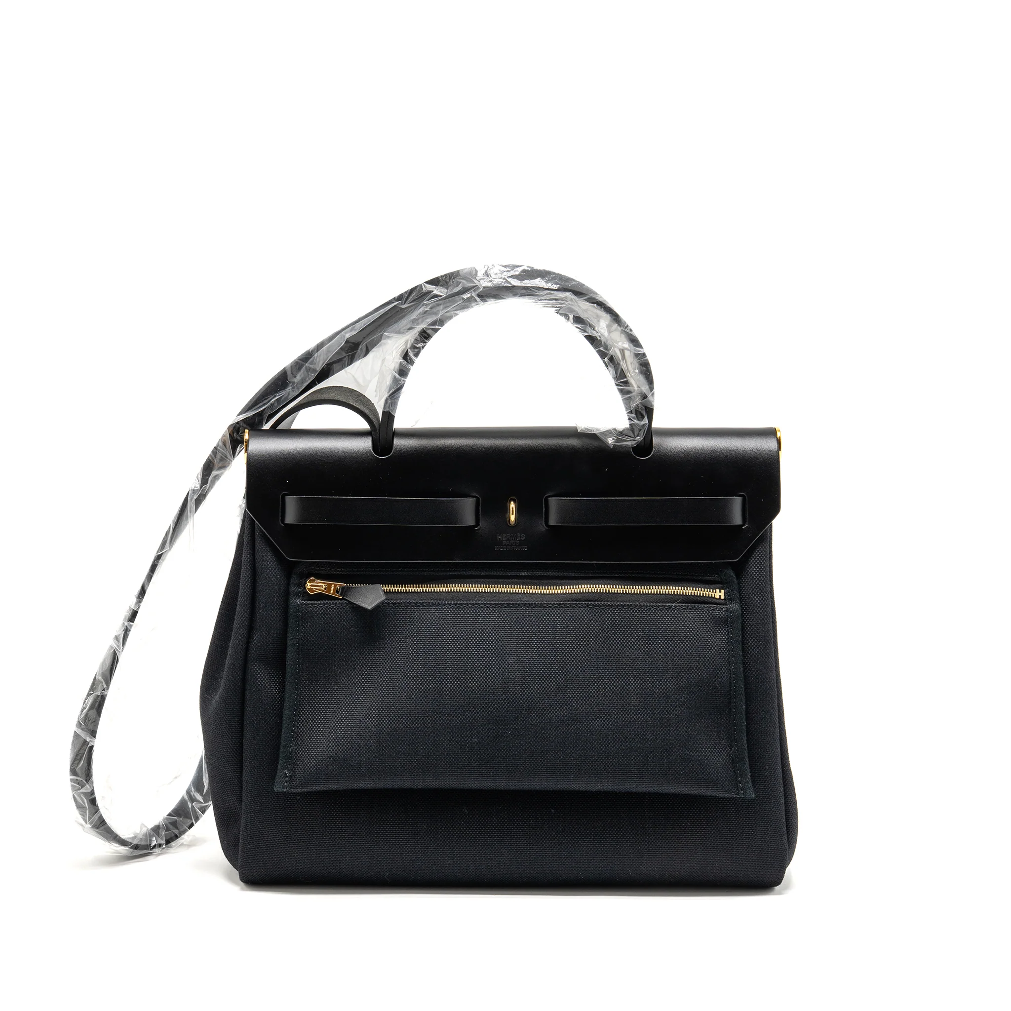 Hermes Herbag 31 Zip Bag Canvas/Hunter Leather Black GHW Stamp Z - Image 2