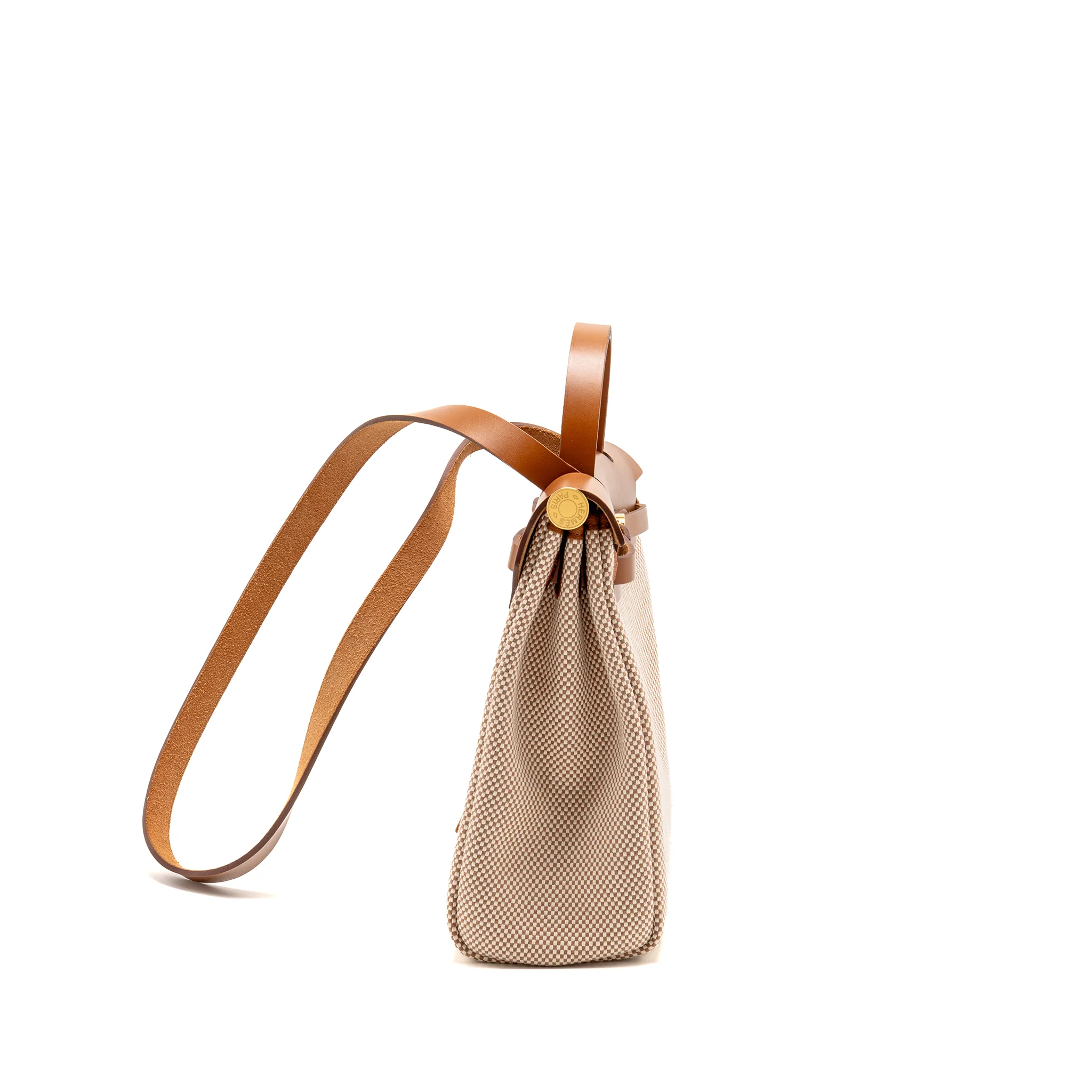 Hermes Herbag 31 Zip Bag Canvas/Hunter Leather Ecru-Beige/Fauv GHW Stamp B - Image 3