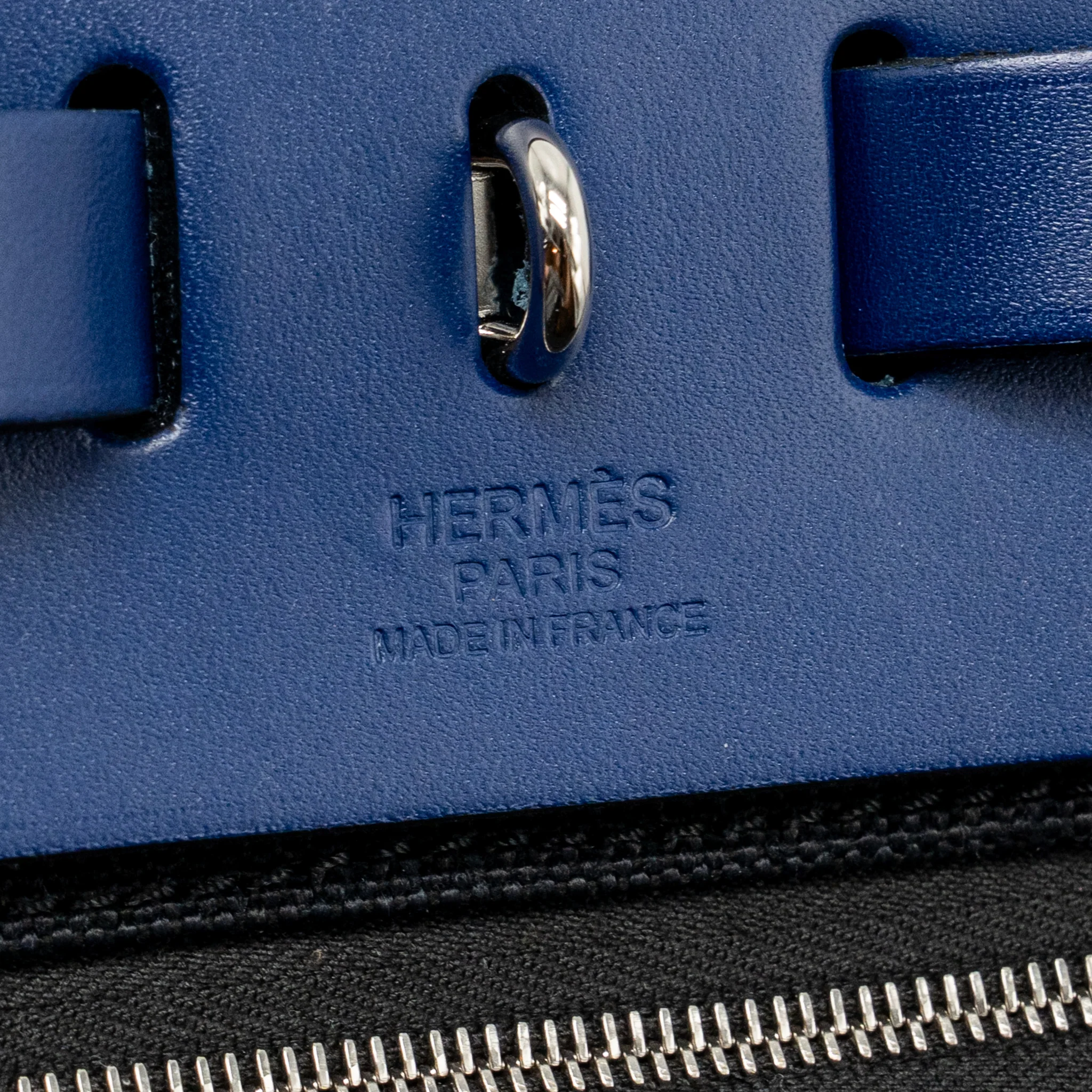 Hermes herbag 31 zip bag canvas/Hunter leather black/bleu saphir SHW Stamp U - Image 14
