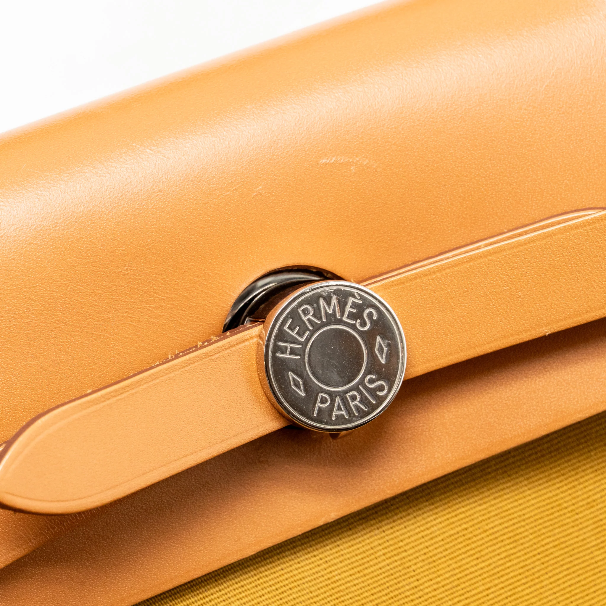Hermes herbag 31 zip bag canvas/hunter leather sesame/naturel sable SHW stamp square Q - Image 14