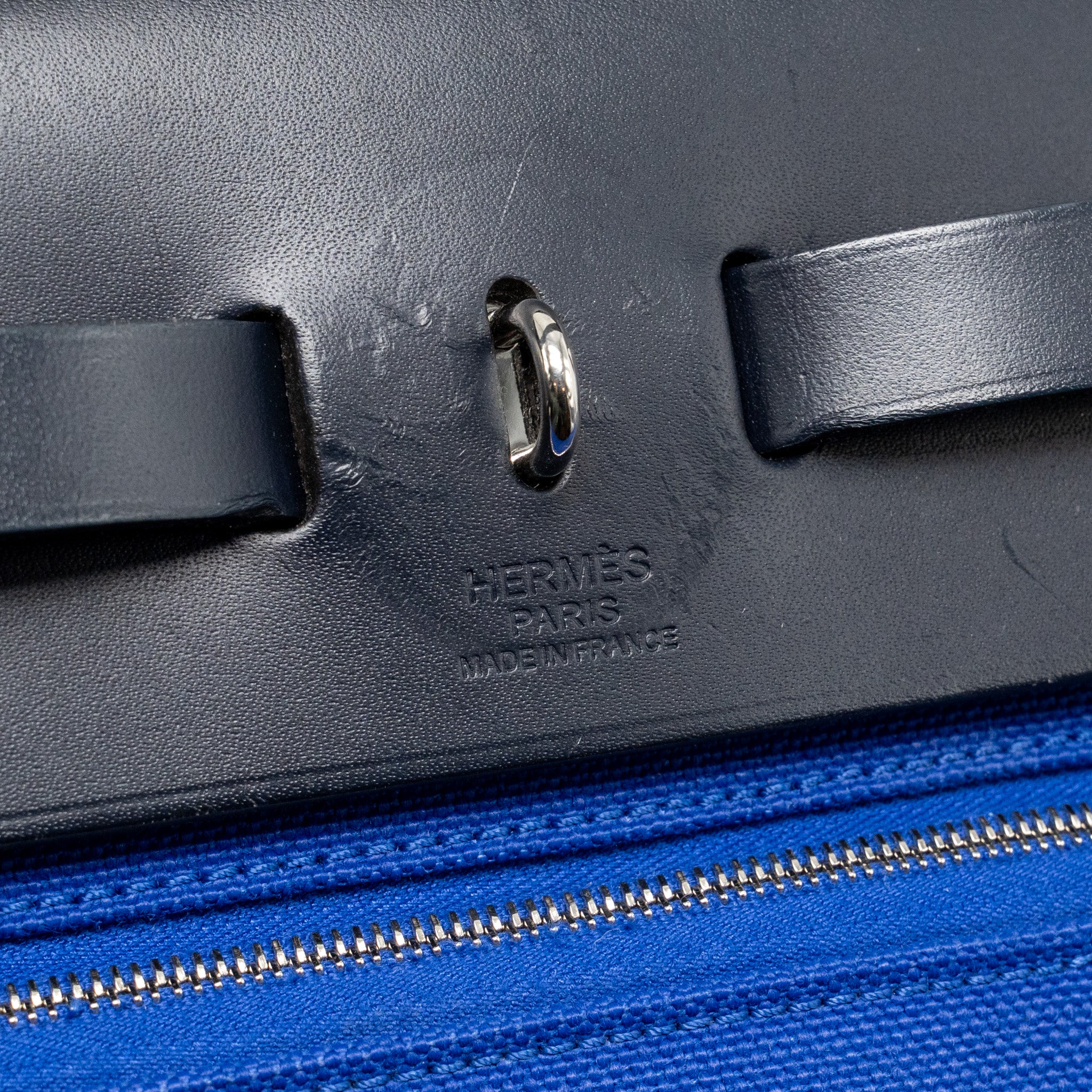 Hermes Herbag 31 Zip Bag Canvas/Hunter Leather Bleu Electrique/Bleu Indigo SHW Stamp A - Image 14