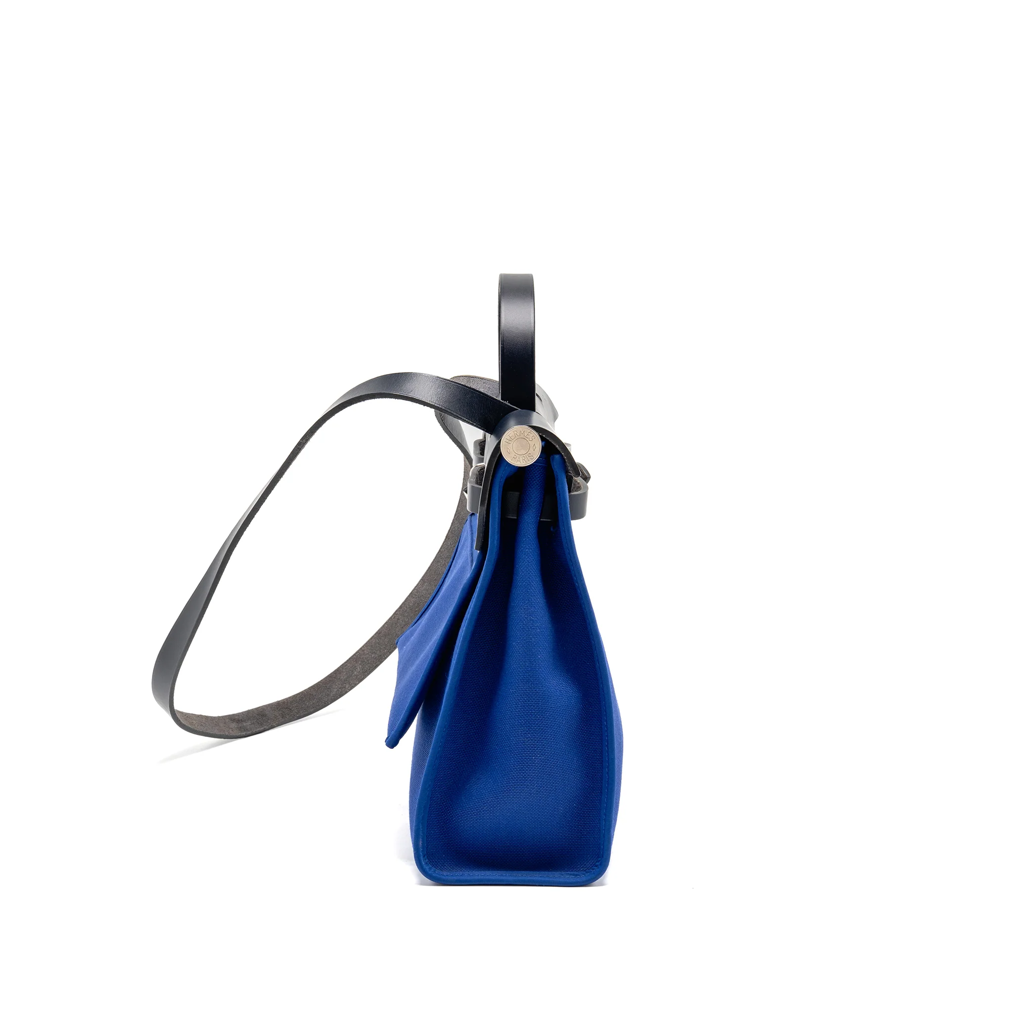 Hermes Herbag 31 Zip Bag Canvas/Hunter Leather Bleu Electrique/Bleu Indigo SHW Stamp A - Image 3