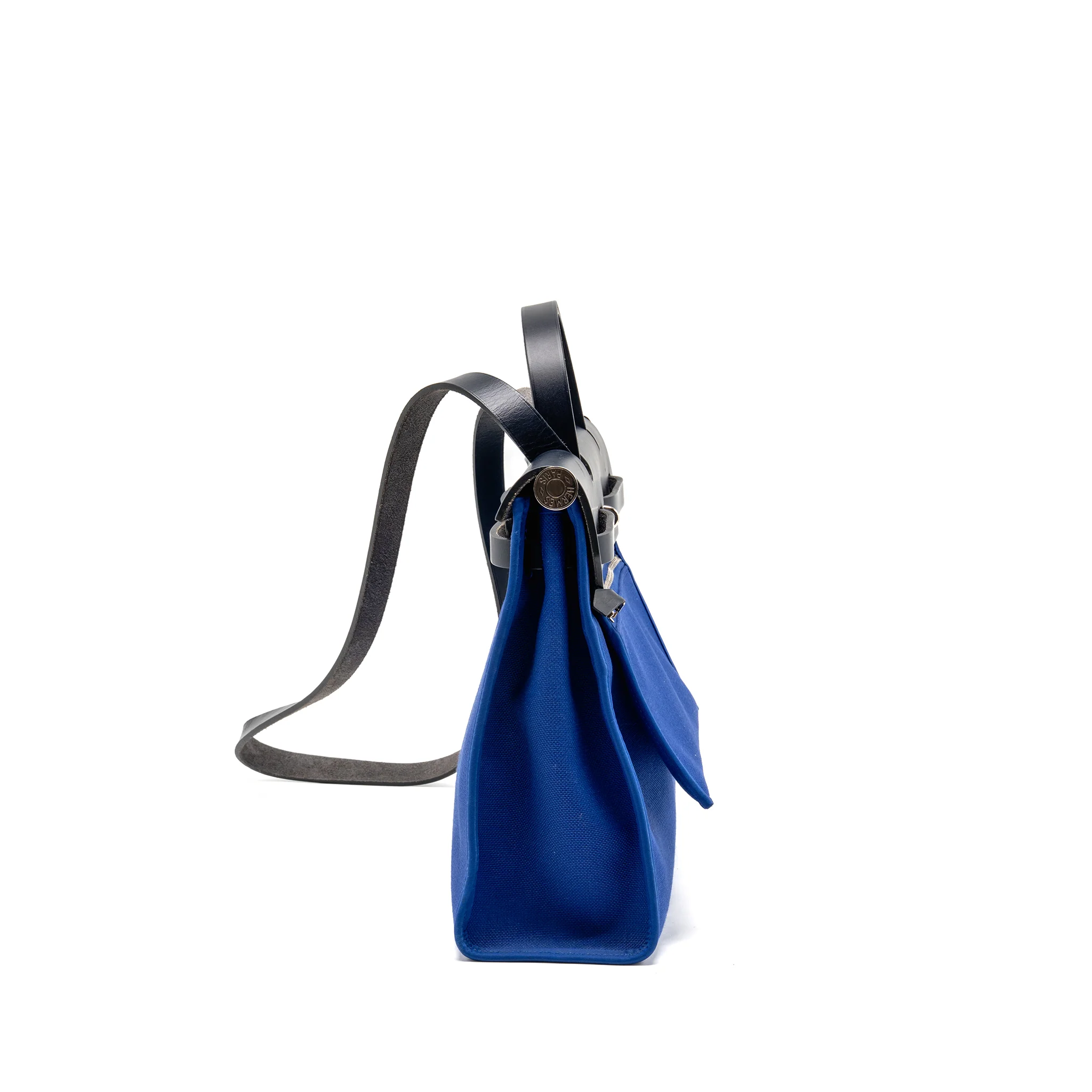 Hermes Herbag 31 Zip Bag Canvas/Hunter Leather Bleu Electrique/Bleu Indigo SHW Stamp A - Image 4