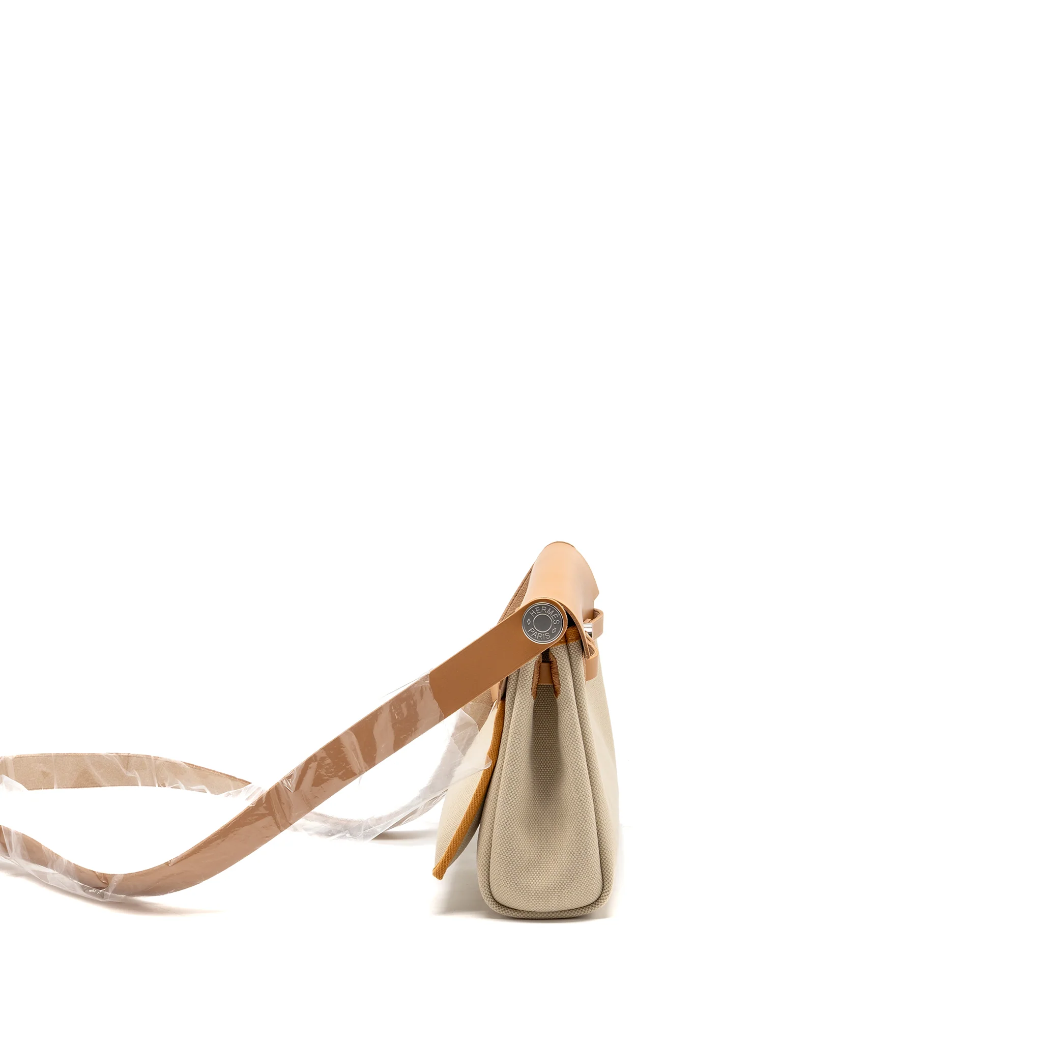 Hermes Herbag Mini Canvas/Hunter Leather Beton / Natural Sable SHW Stamp K - Image 3