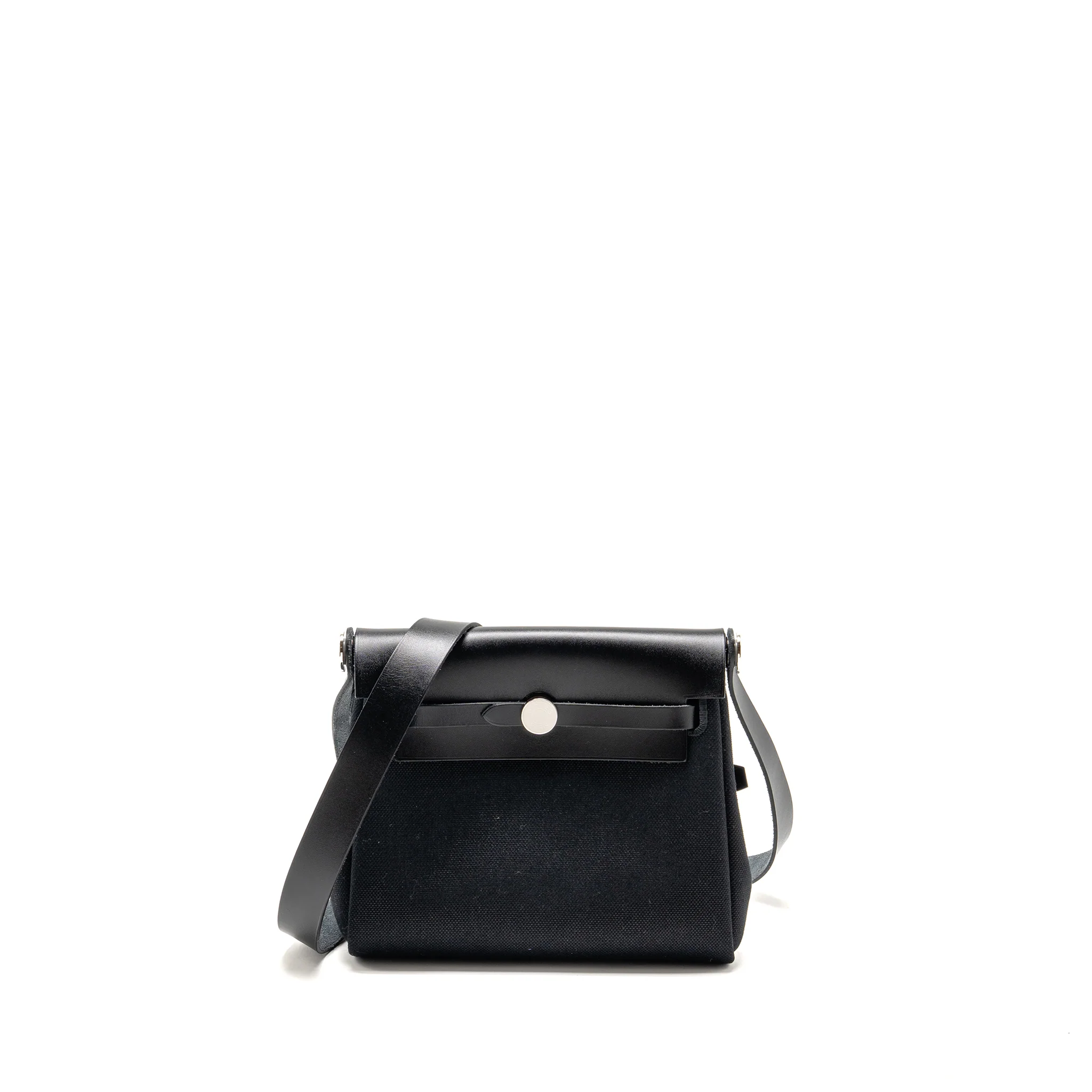 Hermes Herbag Mini Canvas/Hunter Leather Black SHW Stamp K