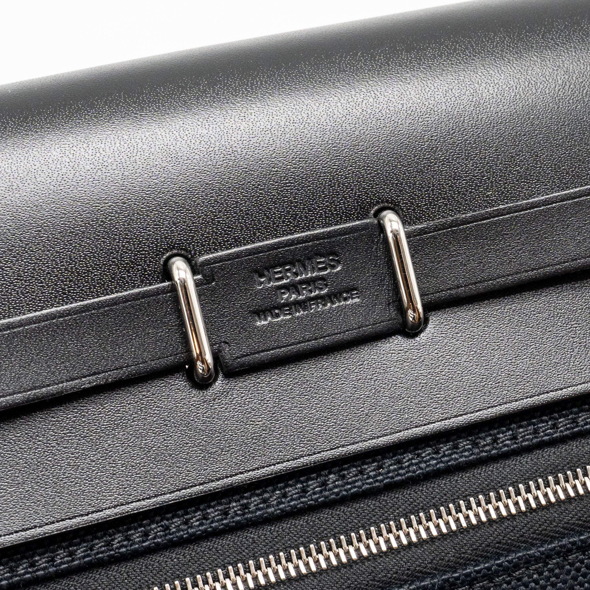 Hermes Herbag Mini Canvas/Hunter Leather Black SHW Stamp W - Image 13