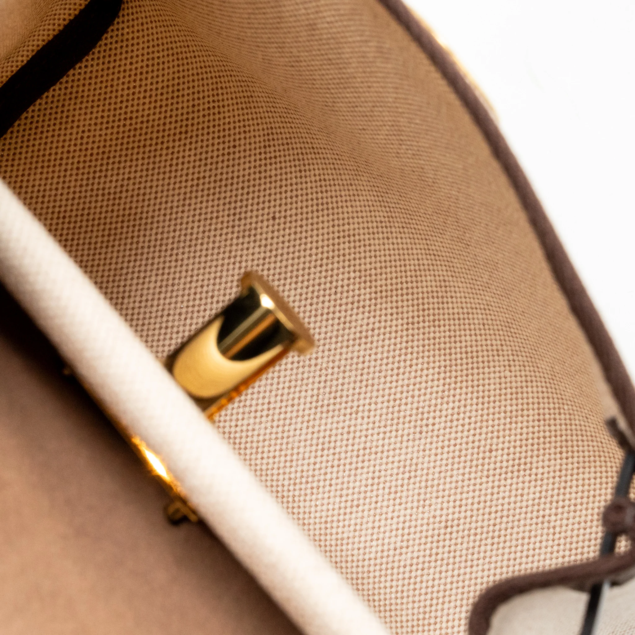 Hermes Herbag Mini Canvas / Hunter Leather Ecru-Beige / Ebene GHW Stamp K - Image 14