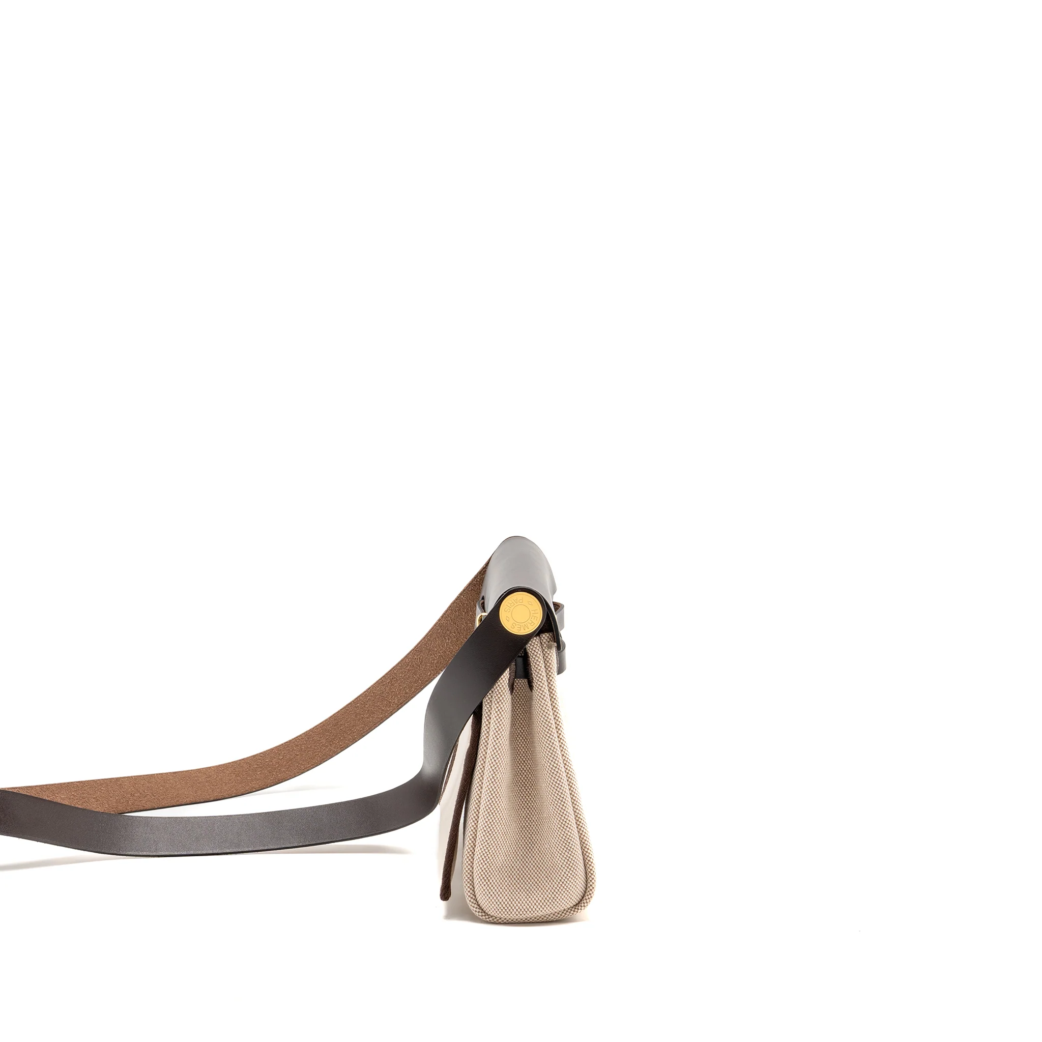 Hermes HerbagMini Canvas/Hunter Leather Ecru-Beige/Ebene GHW Stamp W - Image 3