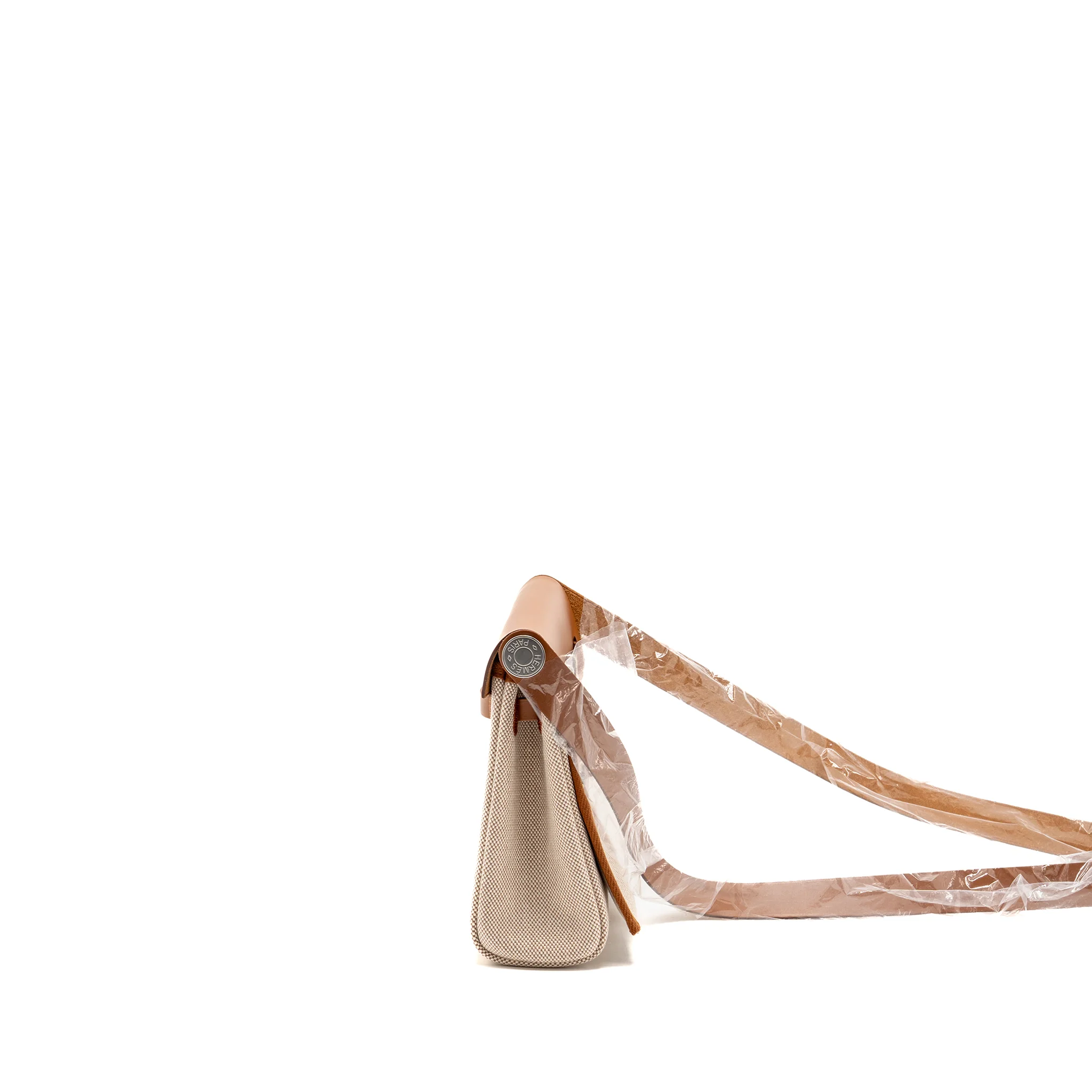 Hermes herbag mini canvas/Hunter leather ecru-beige/fauve SHW stamp K - Image 4