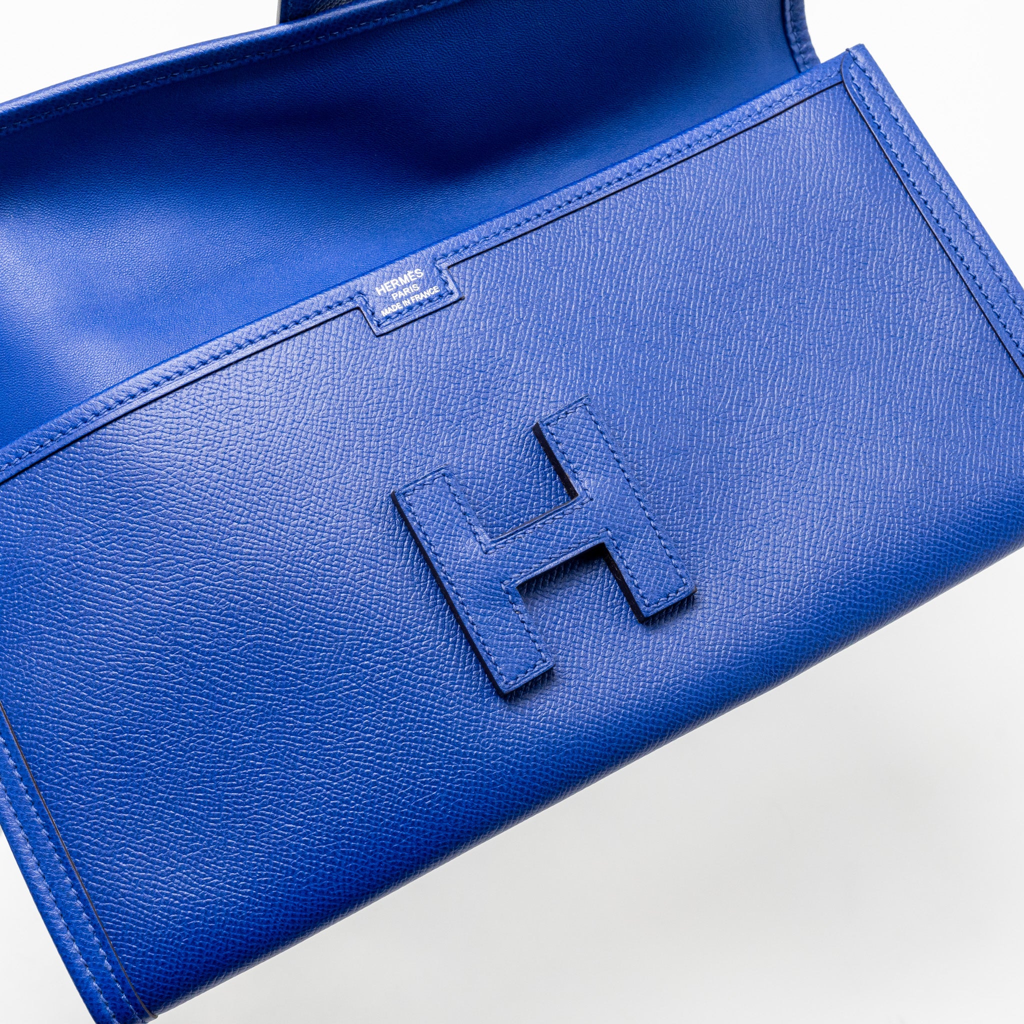 Hermes Jige Clutch Epsom Blue Electric Stamp Square R - Image 9