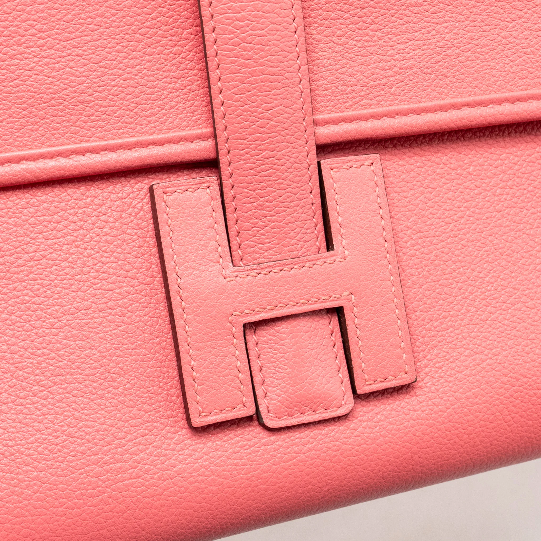 Hermes Jige Elan clutch evercolor rose azalee stamp A - Image 11