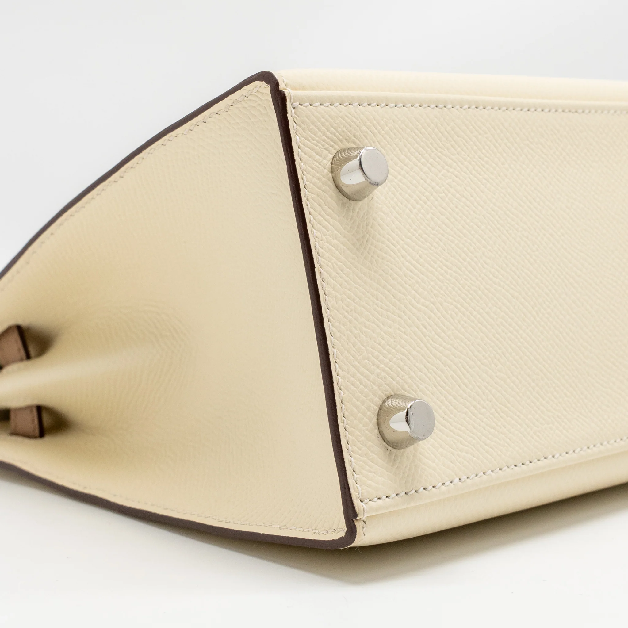 Hermes Kelly 25 Epsom Nata/Chai/Gris Meyer SHW Stamp U - Image 6