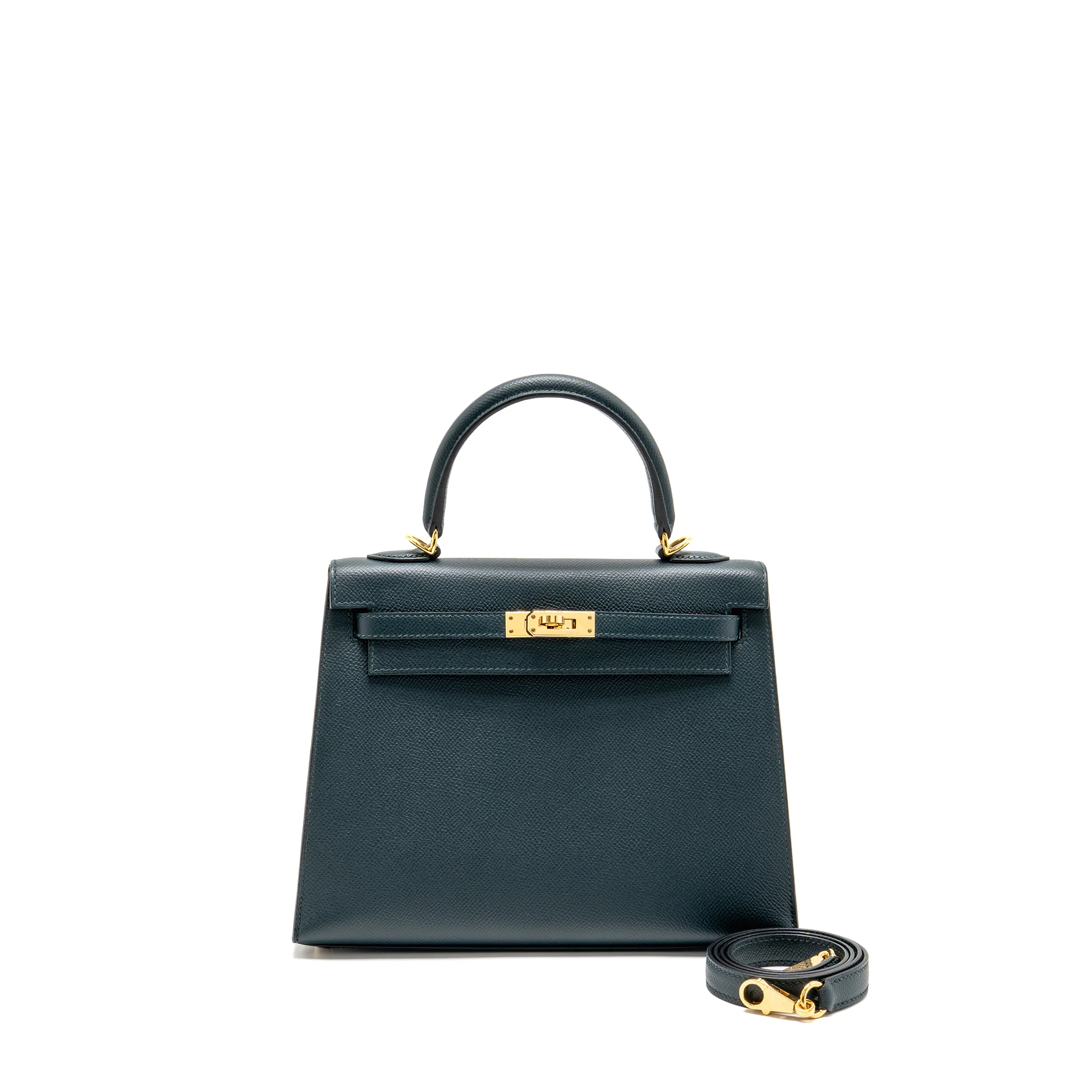 Hermes Kelly 25 Epsom Vert Cypress GHW Stamp C