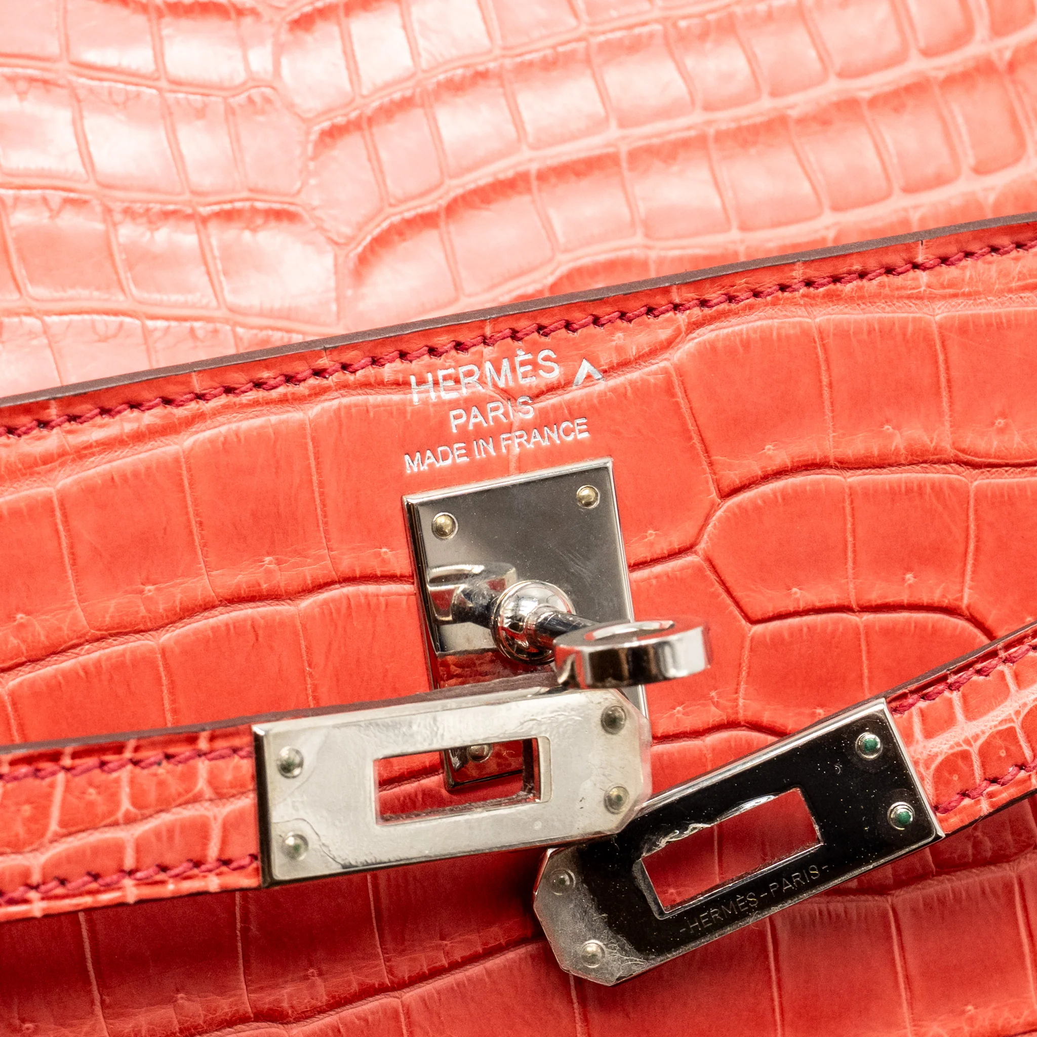 Hermes Kelly 25 Matt Crocodile Porous Bougainvillier SHW Stamp A - Image 16