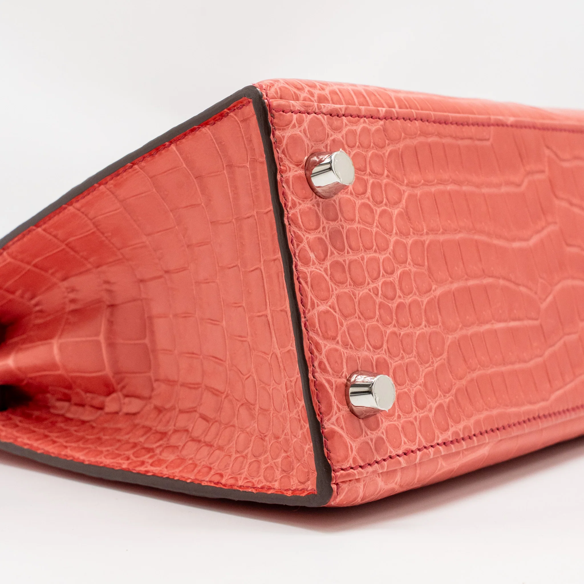 Hermes Kelly 25 Matt Crocodile Porous Bougainvillier SHW Stamp A - Image 6