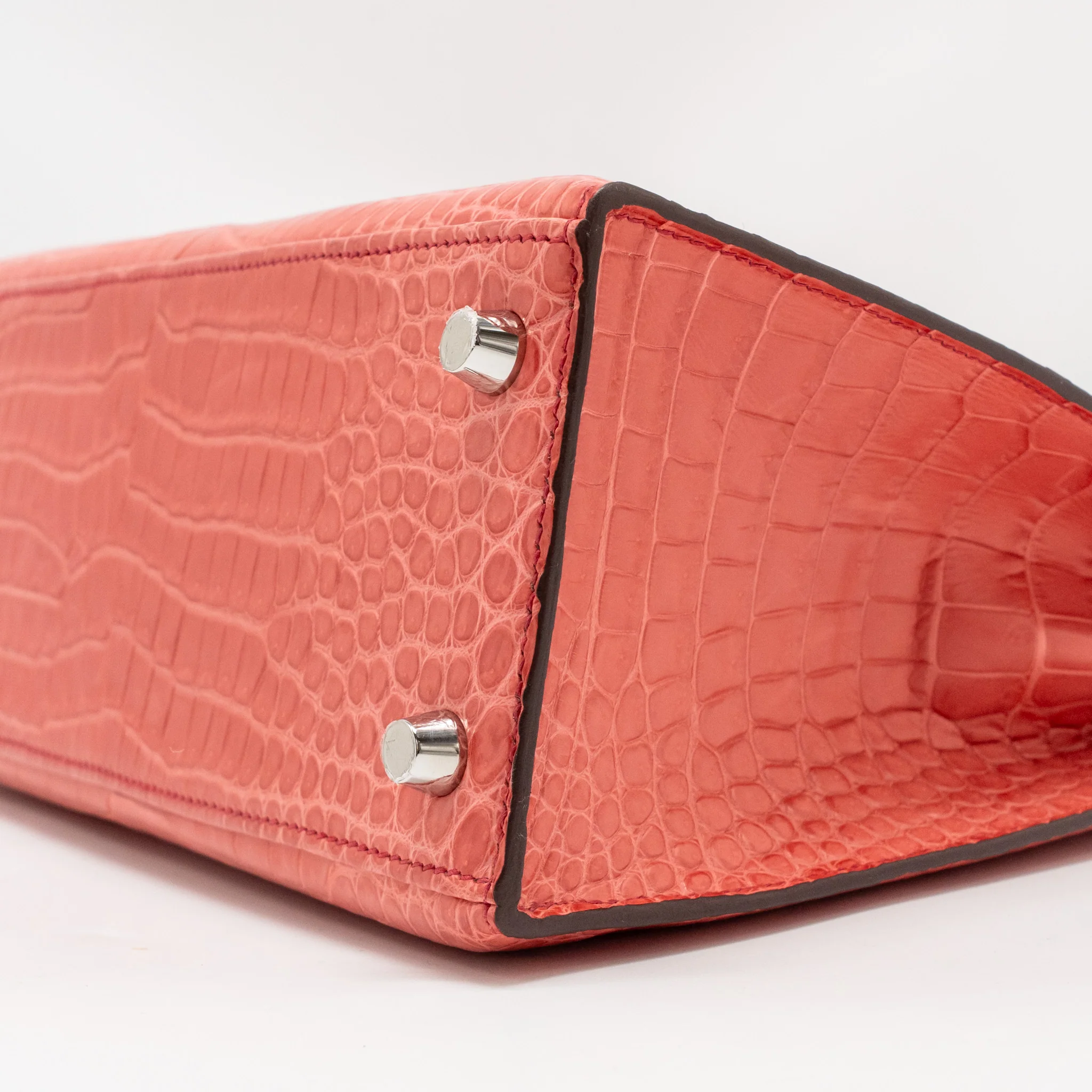 Hermes Kelly 25 Matt Crocodile Porous Bougainvillier SHW Stamp A - Image 7