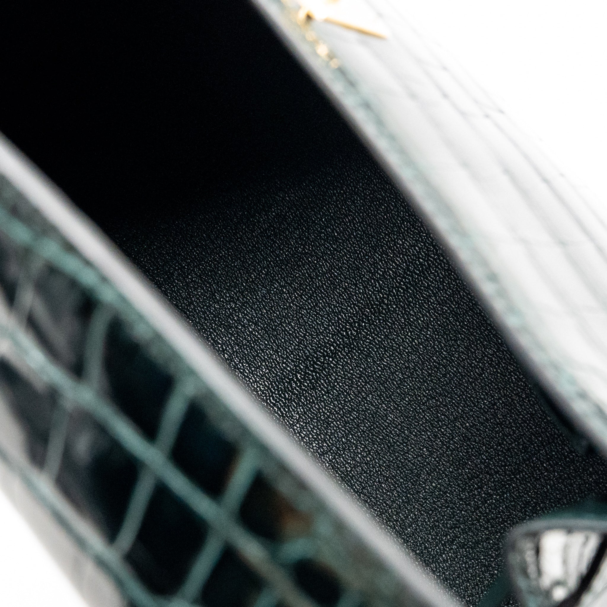 Hermes Kelly 25 shiny alligator mississippiensis vert cypres GHW stamp B - Image 17