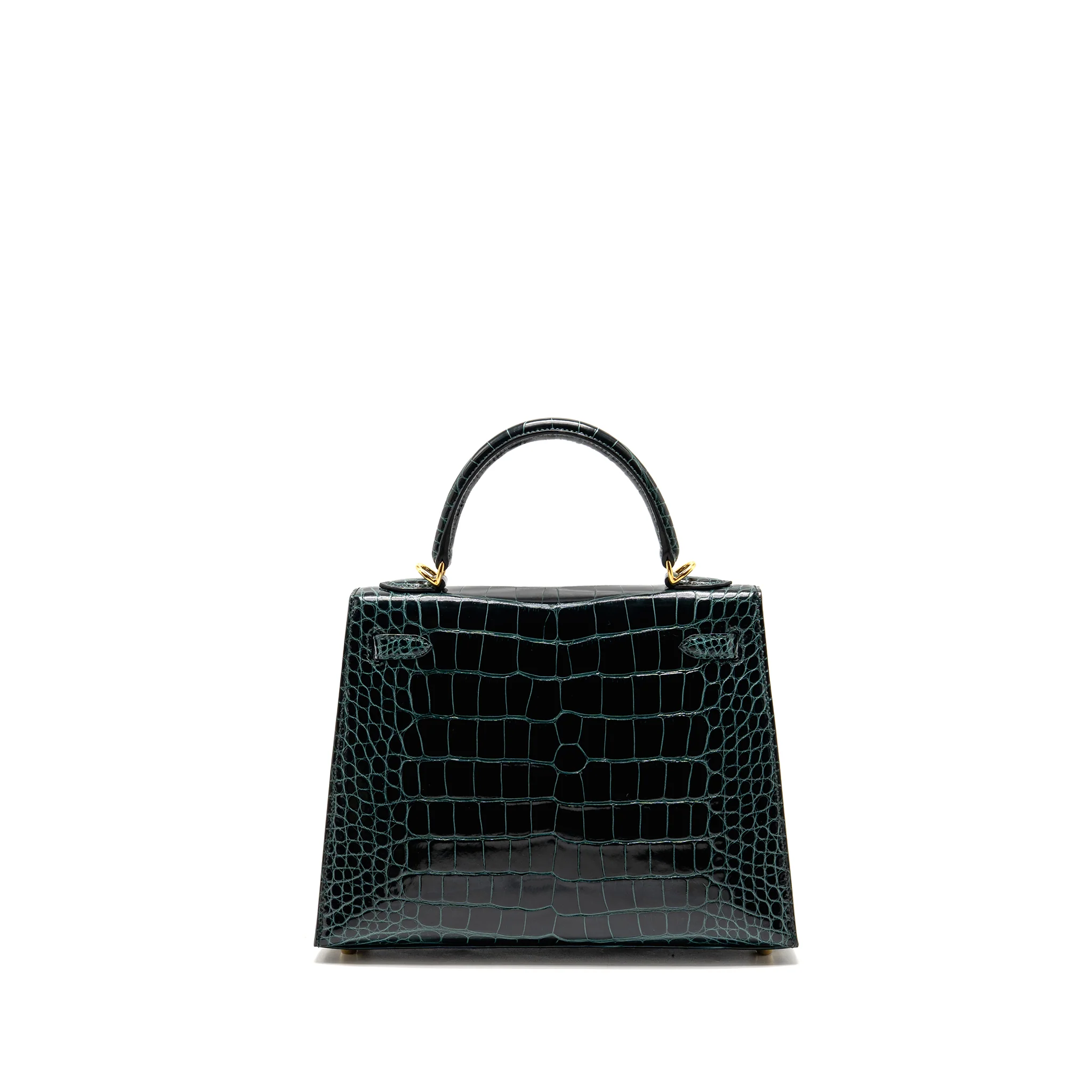 Hermes Kelly 25 shiny alligator mississippiensis vert cypres GHW stamp B - Image 2