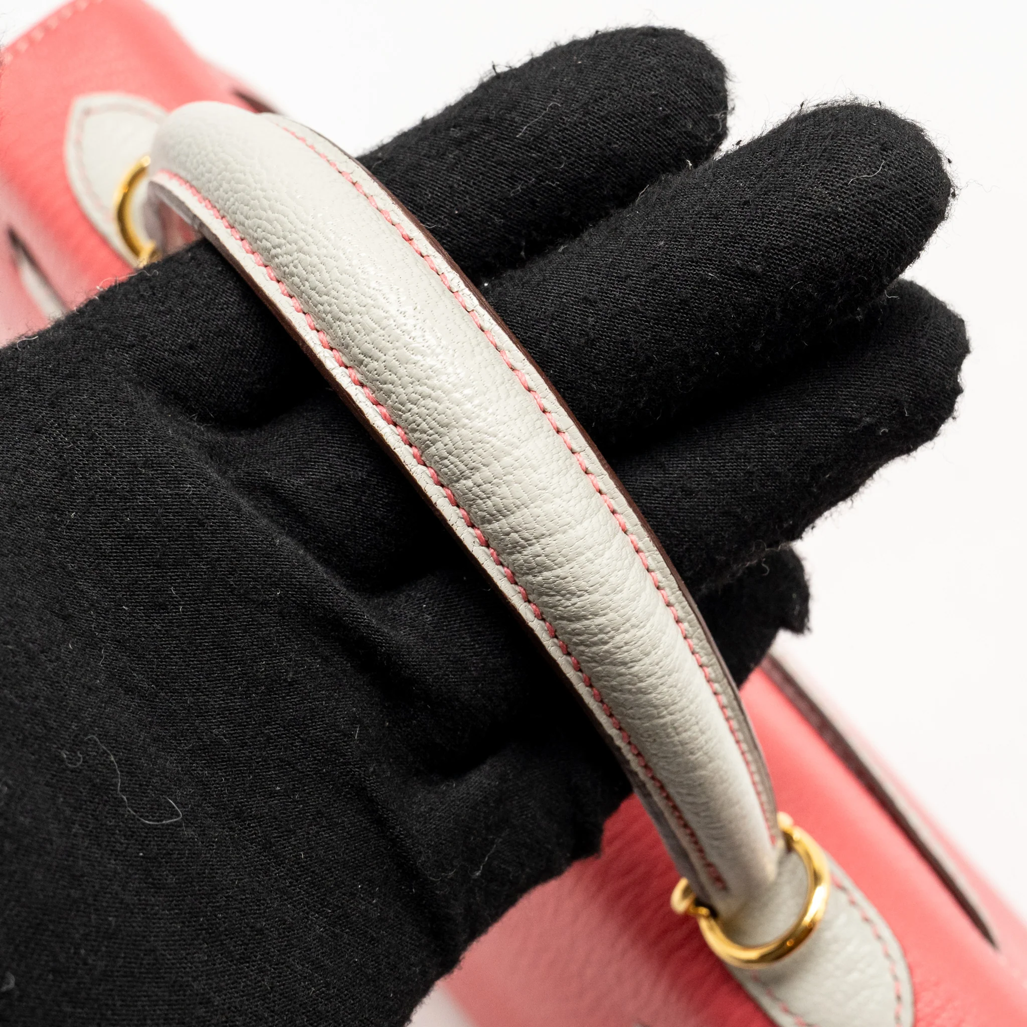 Hermes Kelly 25 Special Order Chèvre Mysore Rose Lipstick / Gris Perle GHW Stamp Y - Image 13