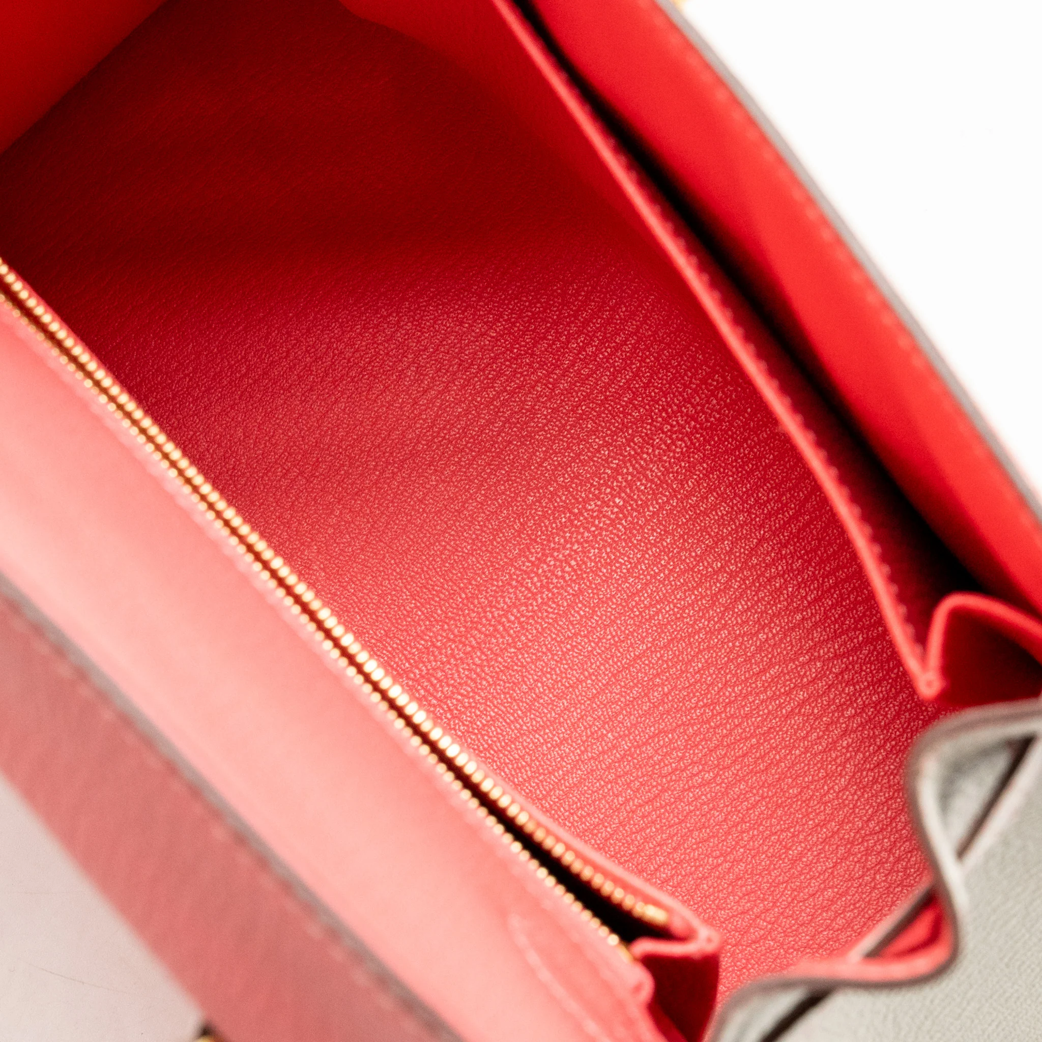 Hermes Kelly 25 Special Order Chèvre Mysore Rose Lipstick / Gris Perle GHW Stamp Y - Image 17