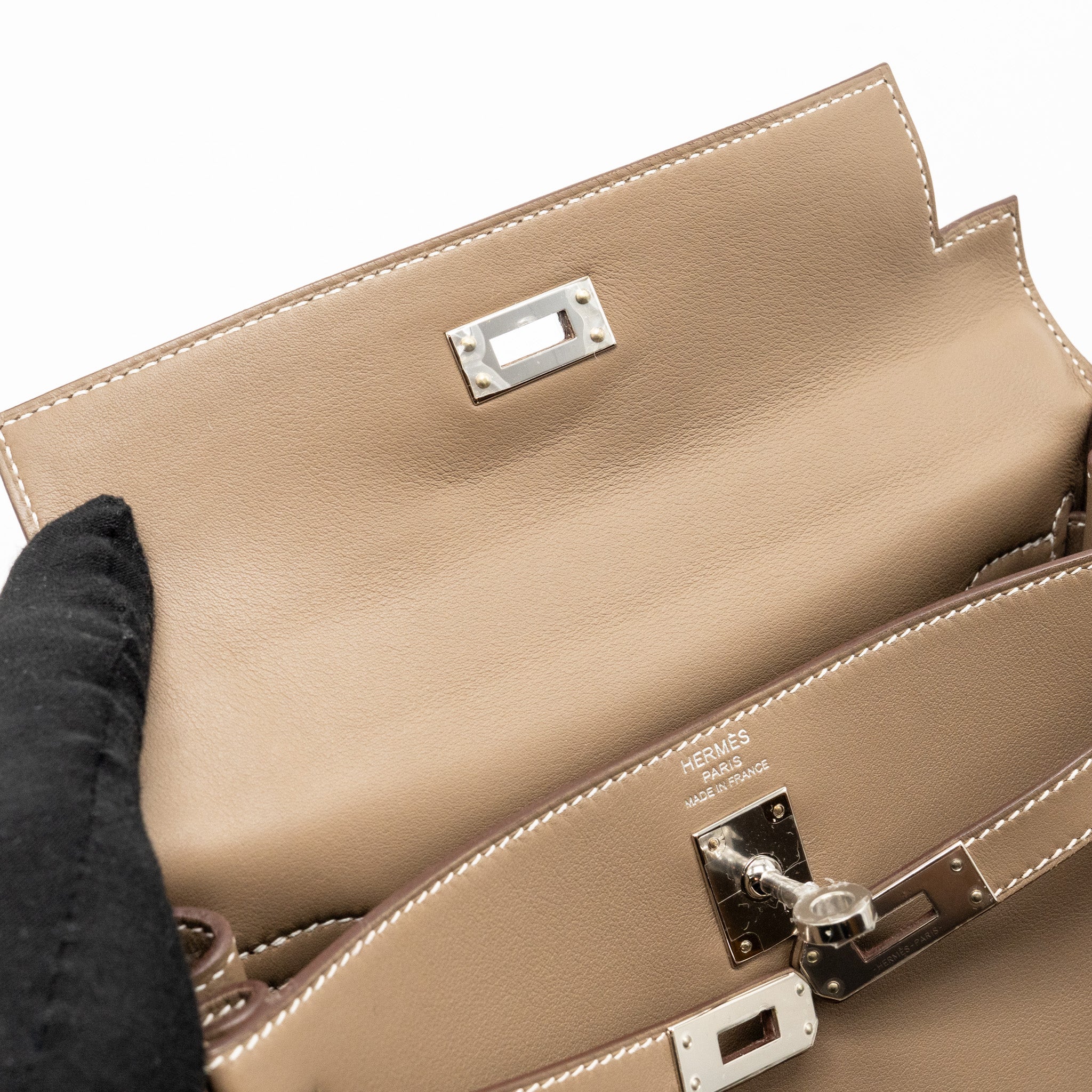 Hermes Kelly 25 swift Etoupe SHW Stamp D - Image 13
