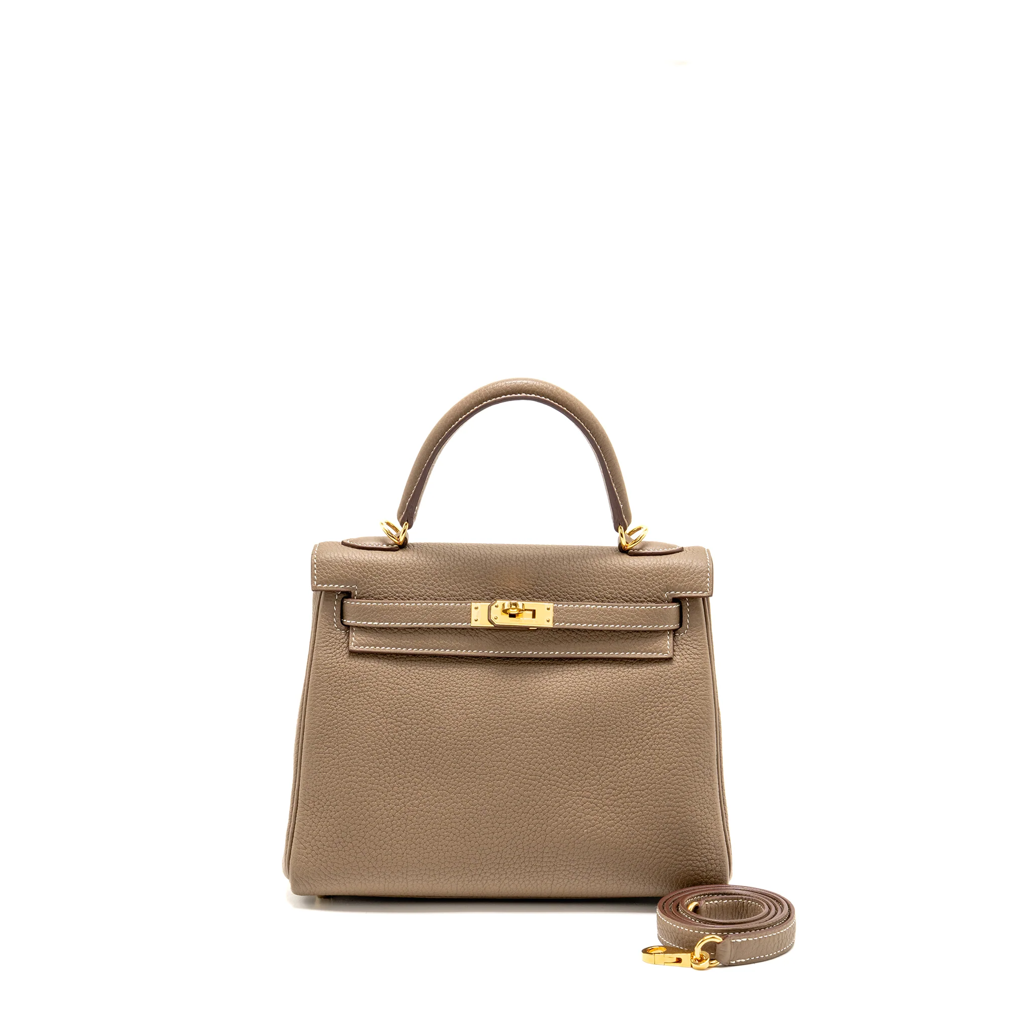 HERMES Kelly 25 Togo Etoupe GHW Stamp Z