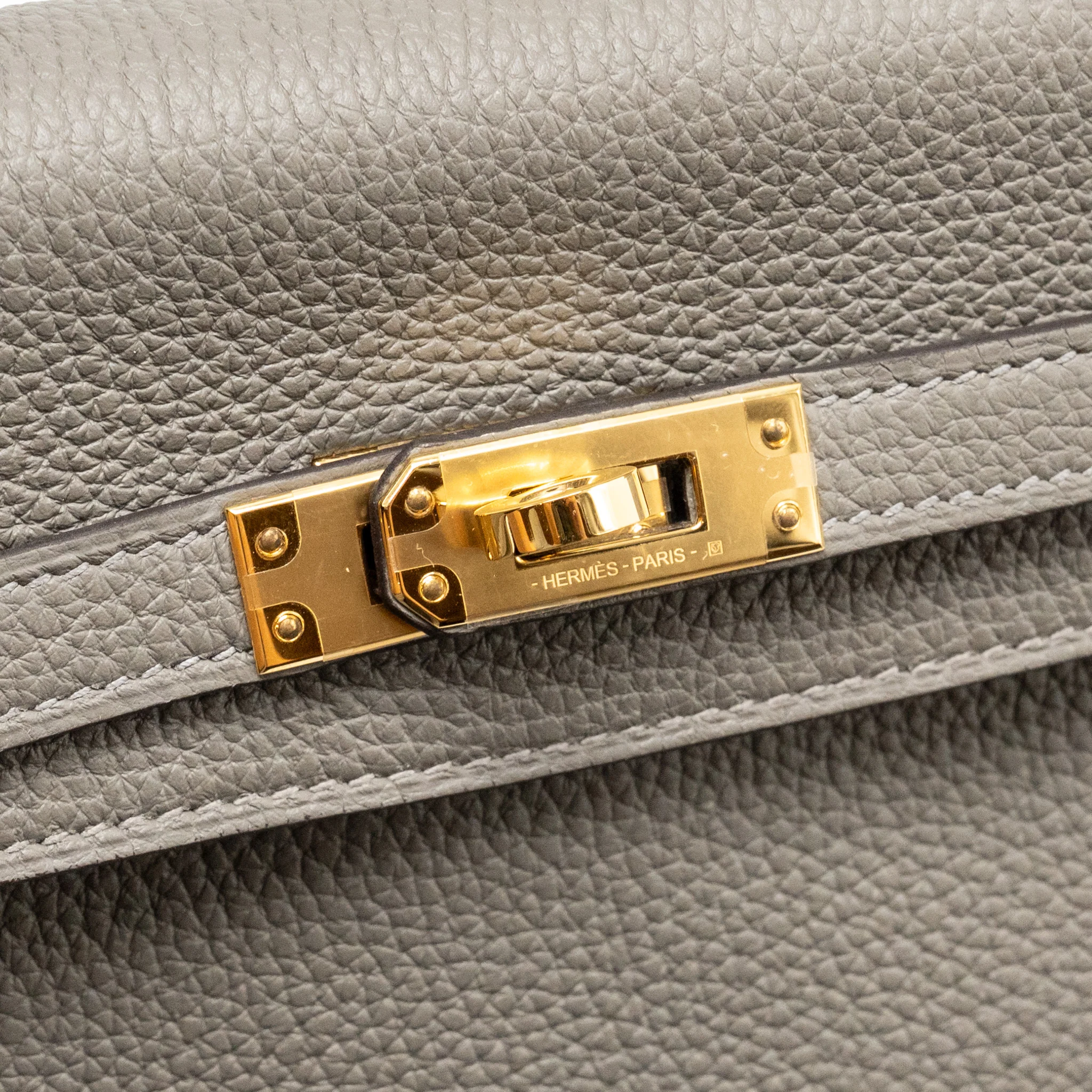 Hermes Kelly 25 togo gris Meyer GHW stamp U - Image 14