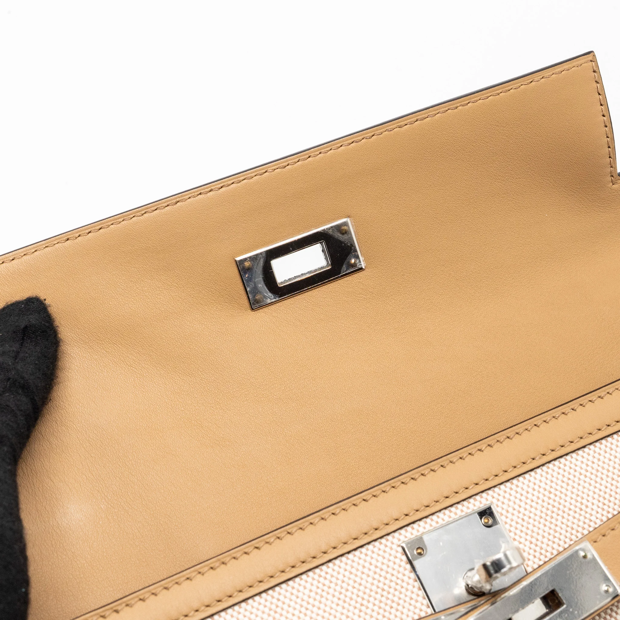 Hermes Kelly 28 Swift/Canvas Chai SHW Stamp U - Image 12
