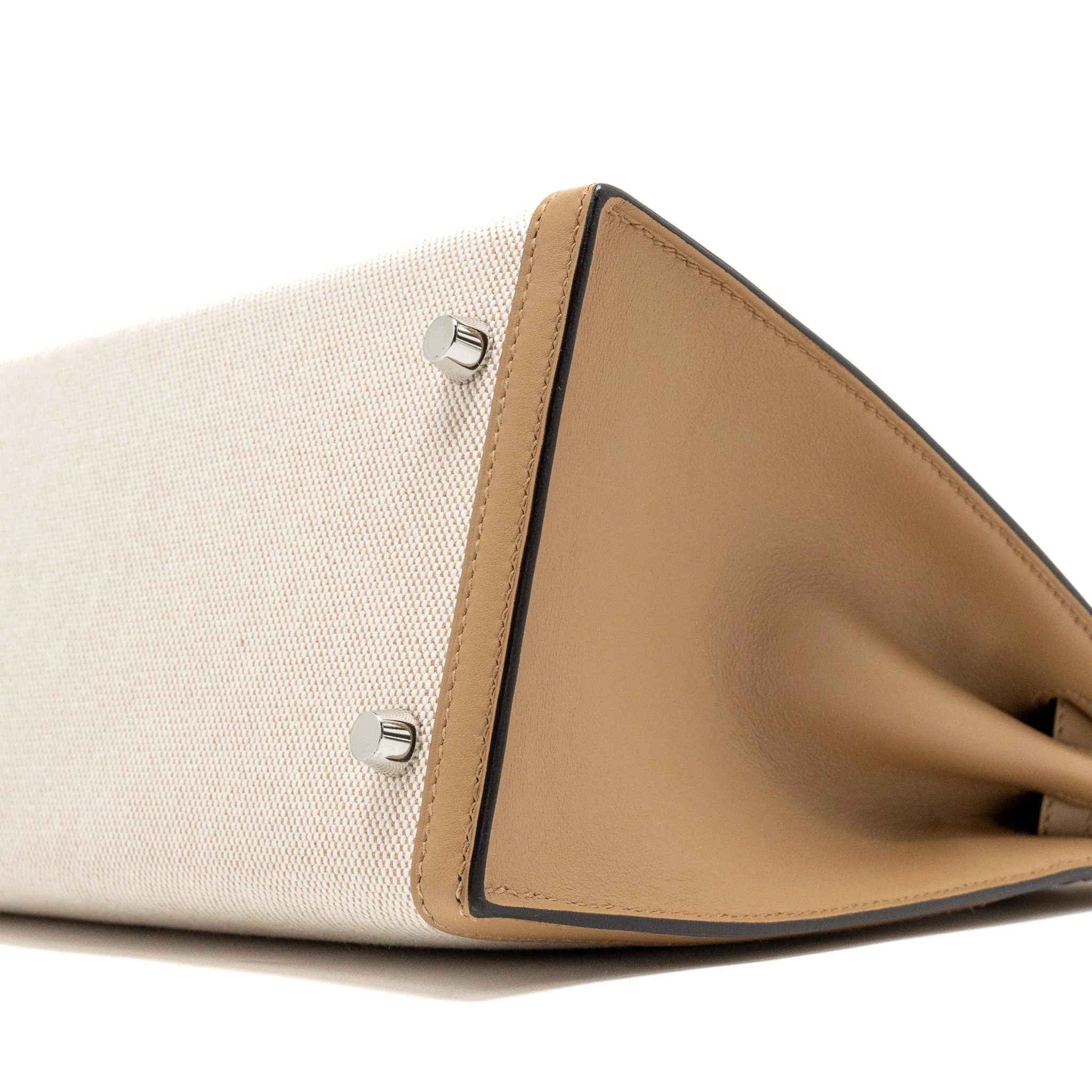 Hermes Kelly 28 Swift/Canvas Chai SHW Stamp U - Image 8