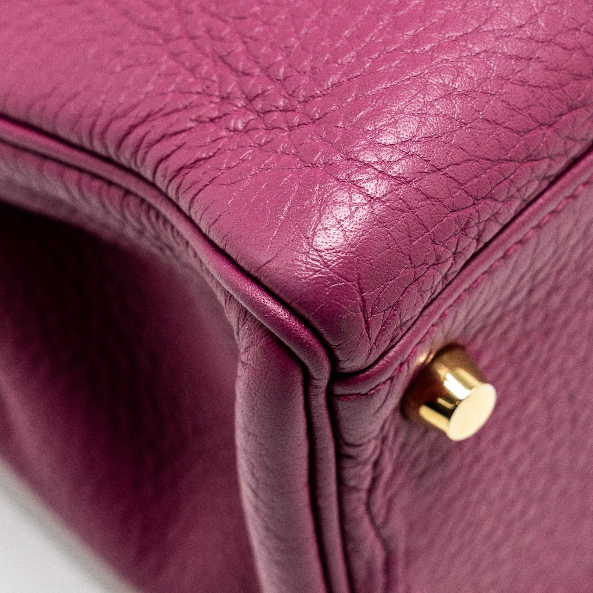 Hermes Kelly 32 Clemence Purple Tosca GHW Stamp Square O - Image 11