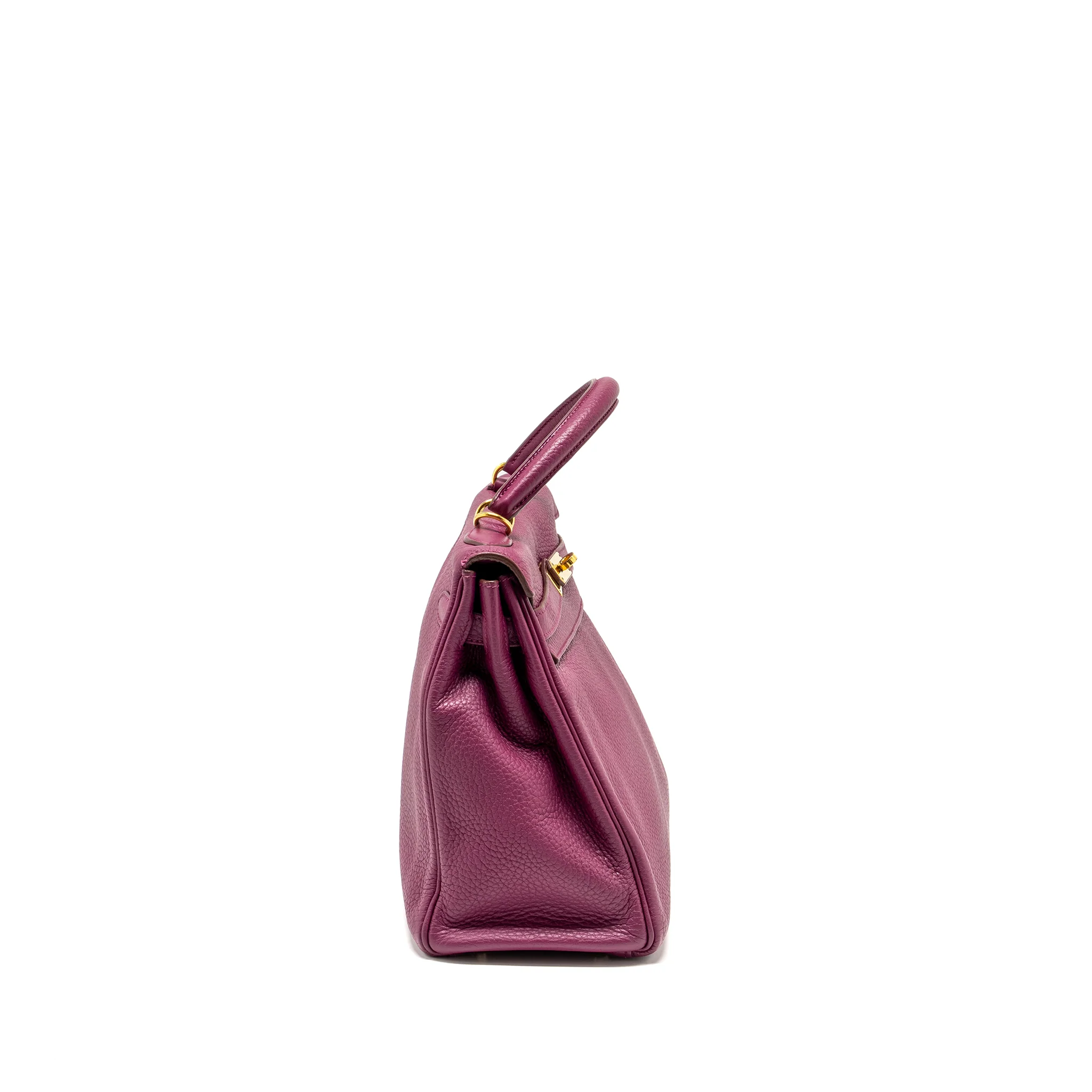 Hermes Kelly 32 Clemence Purple Tosca GHW Stamp Square O - Image 3