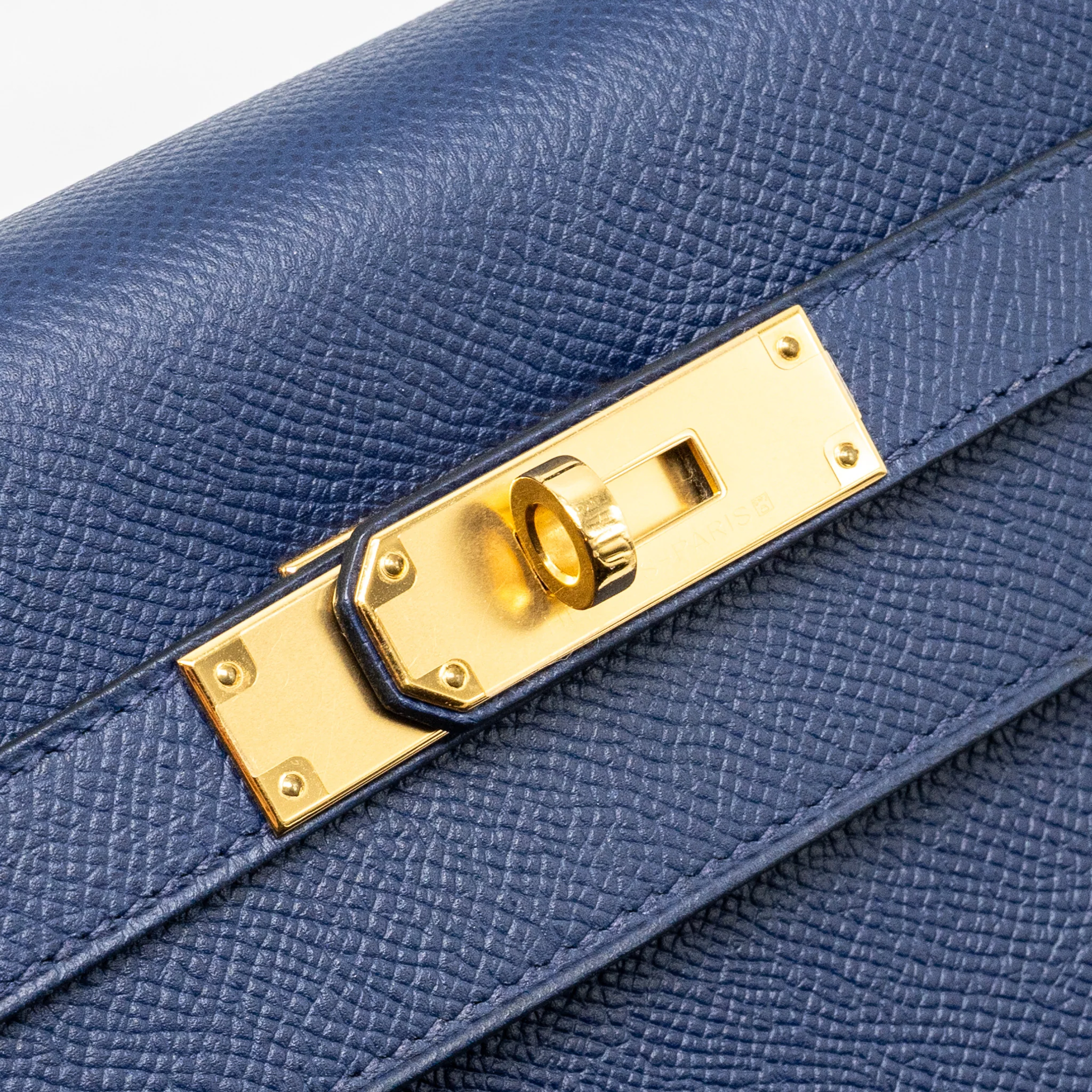 Hermes kelly 32 epsom blue sapphire GHW stamp X - Image 12