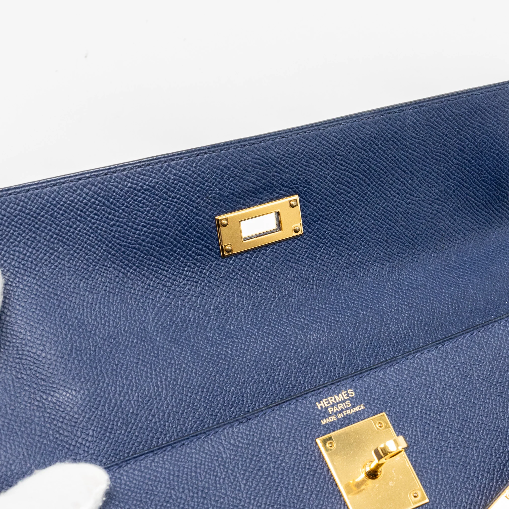 Hermes kelly 32 epsom blue sapphire GHW stamp X - Image 15