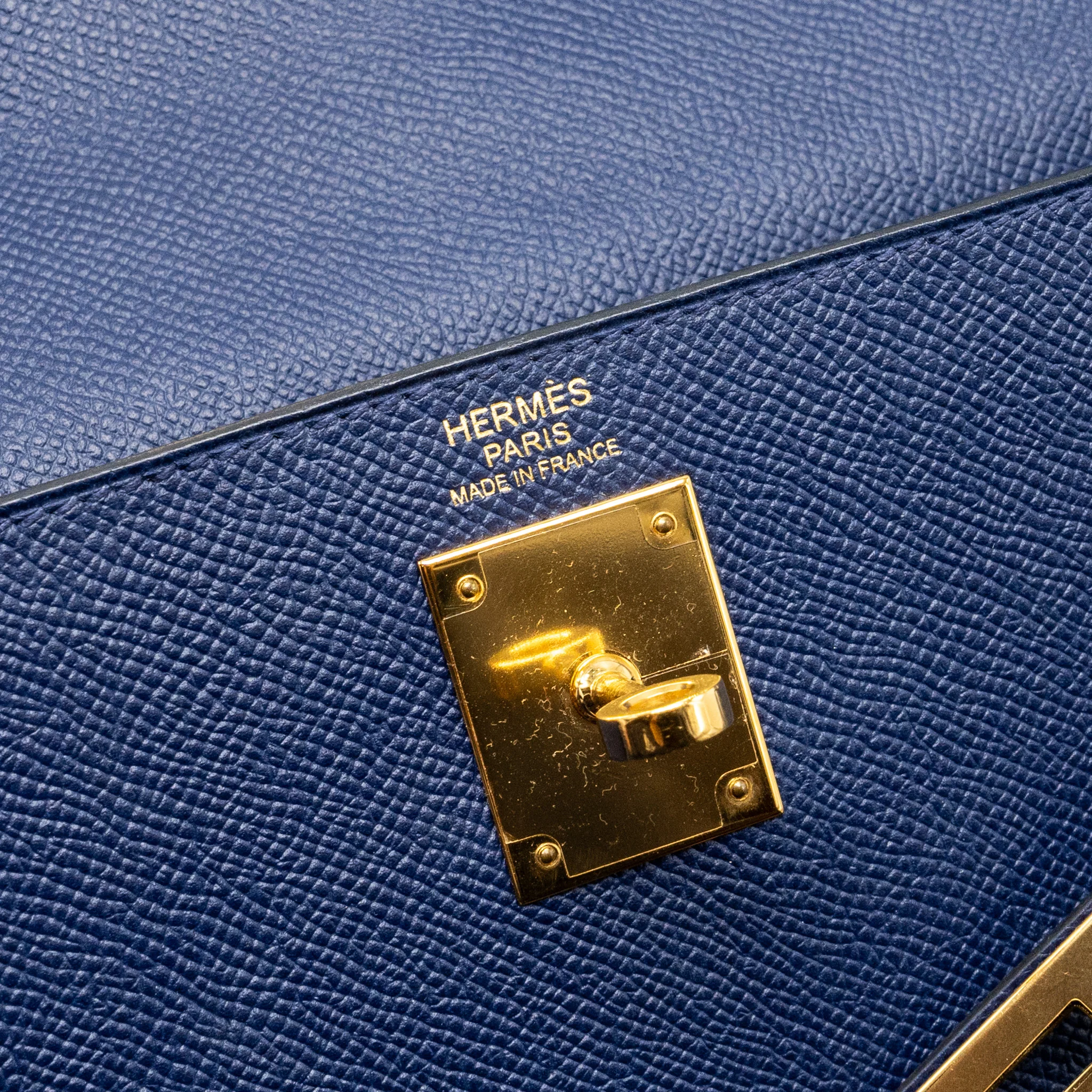 Hermes kelly 32 epsom blue sapphire GHW stamp X - Image 16