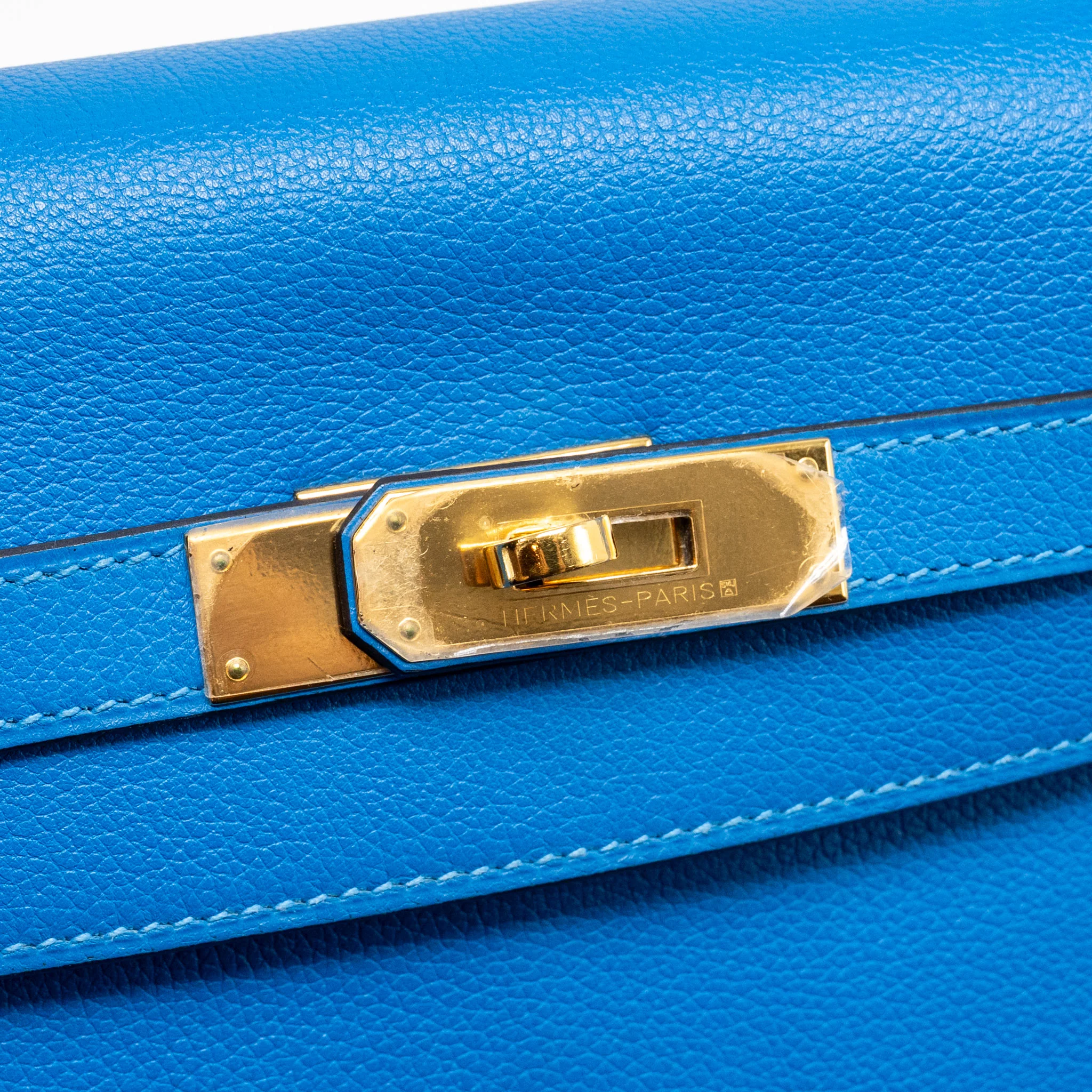 Hermes Kelly 32 Evercolor Blue Hydra GHW Stamp X - Image 13