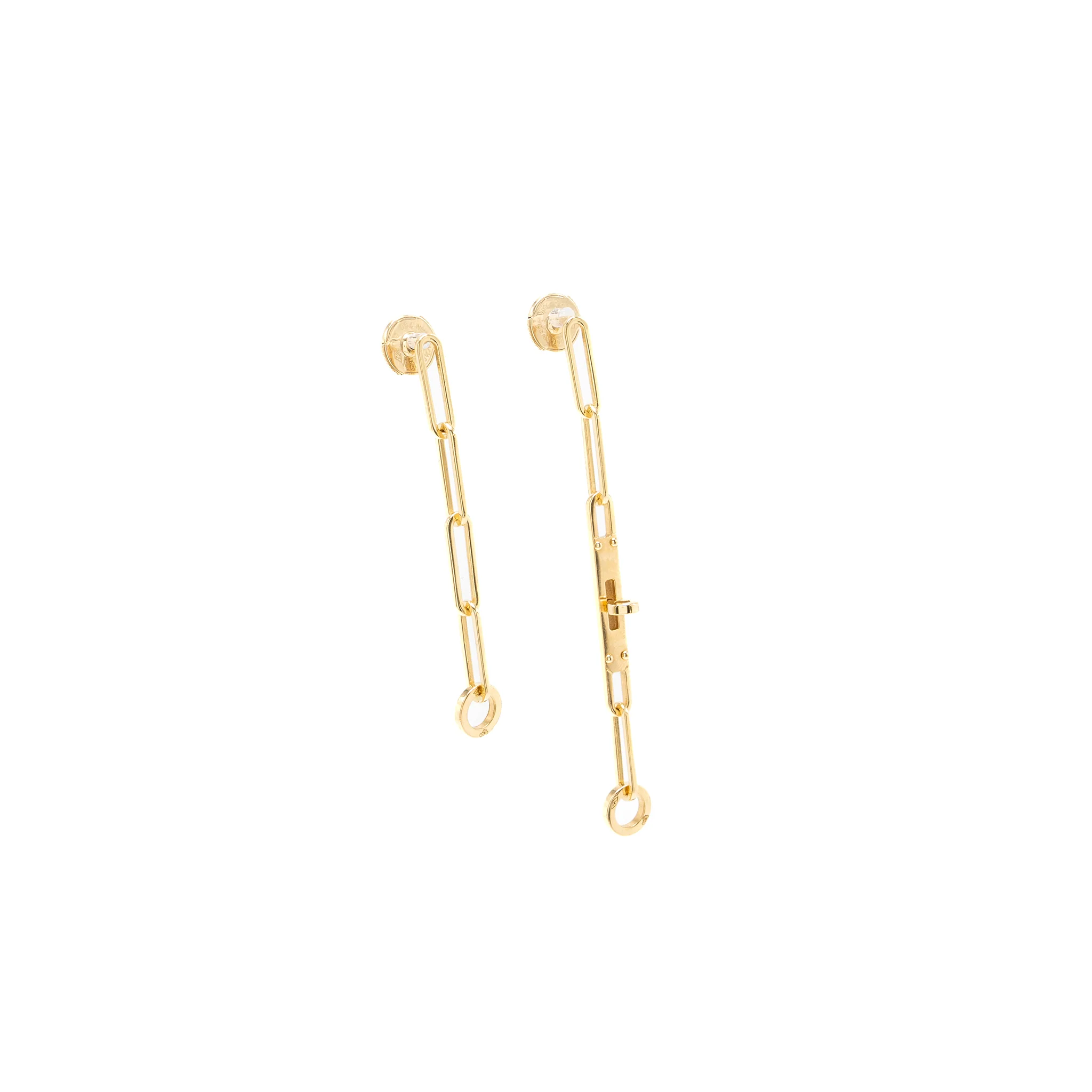 Hermes Kelly Chaine Earrings Very Small Model Yellow Gold - Image 3