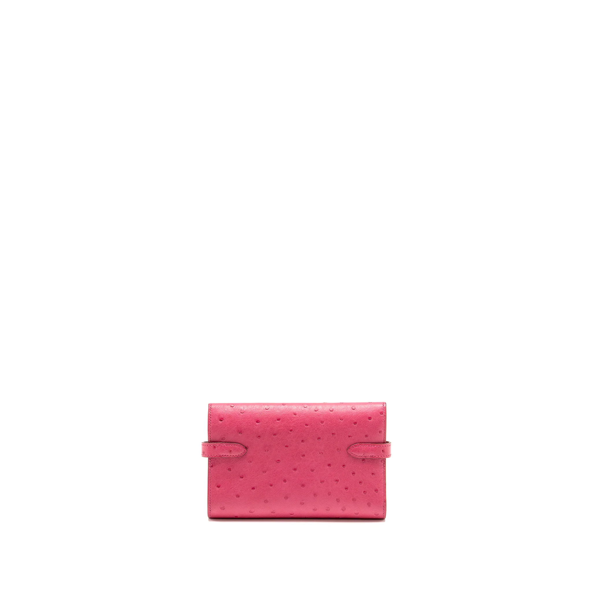 Hermes Kelly Compact Wallet Ostrich Rose Tyrien SHW Stamp D - Image 2